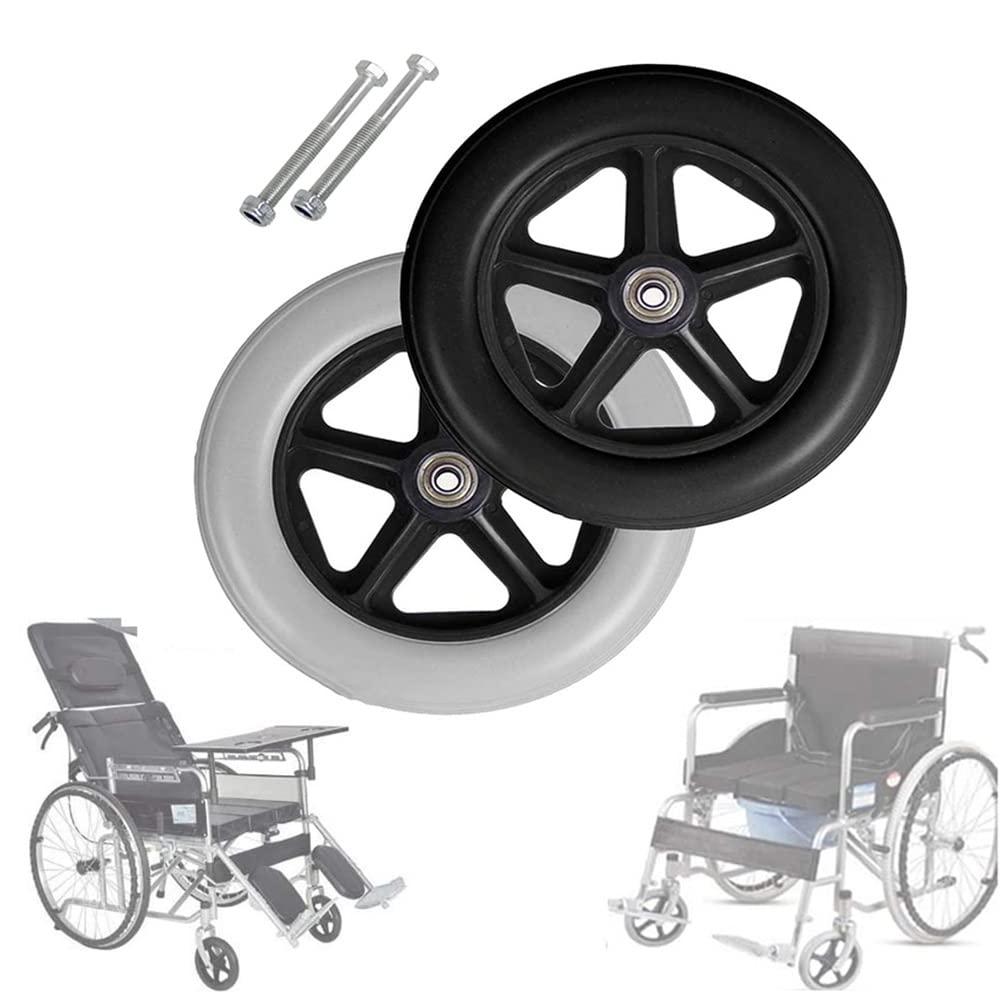HBCH HBCH Universal Caster A Pair of Manual Wheelchair Front Wheel 6 Inch 7 Inch 8 Inch Solid Walker Replacement Wheels Front Small Tire - Front Wheelchair Caster with Bearing - Anti-Slip