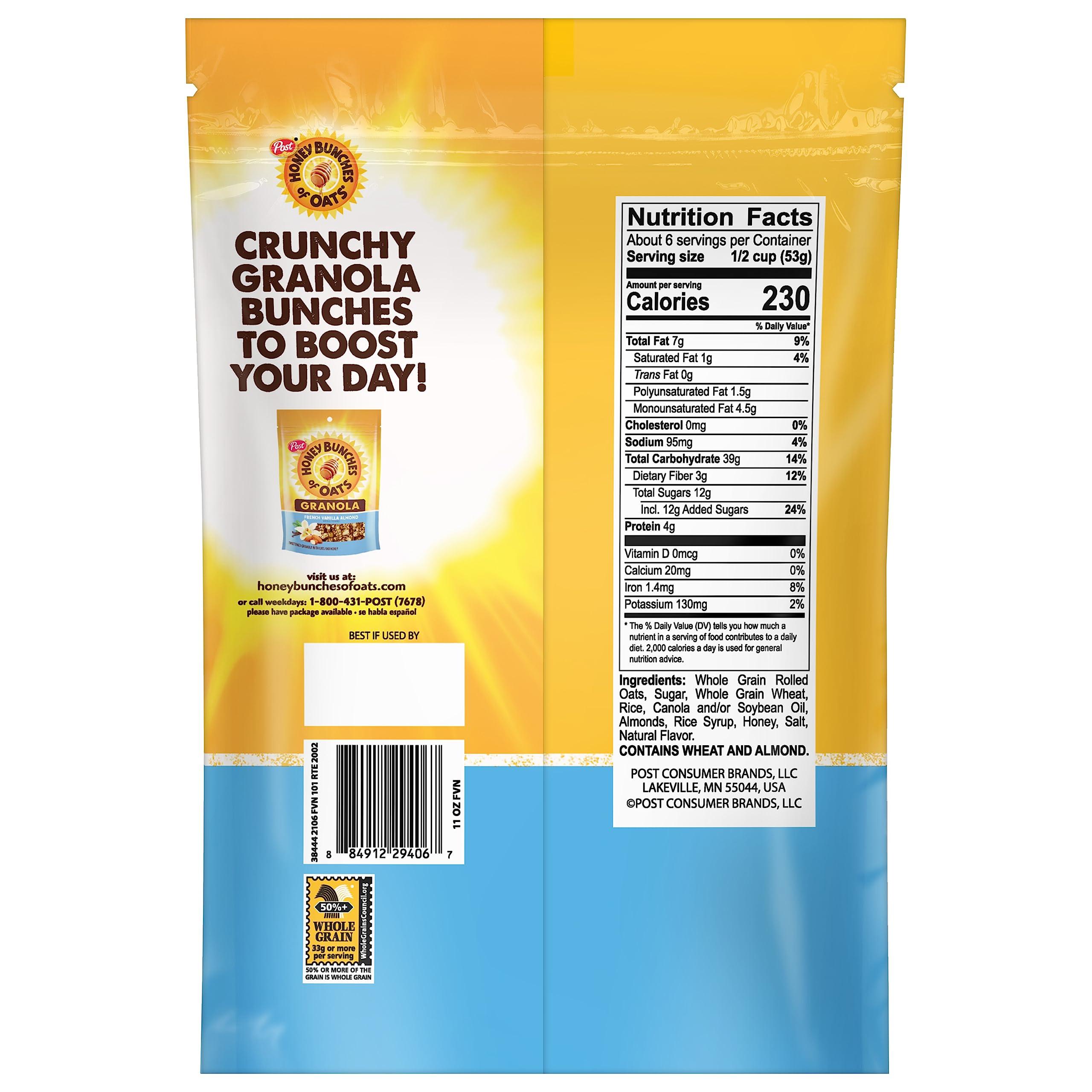 Honey Bunches of Oats Honey Bunches of Oats French Vanilla Granola Cereal and Snack, Good Source of Fiber, made with Whole Grain Breakfast Cereal, 11 Ounce Pouch