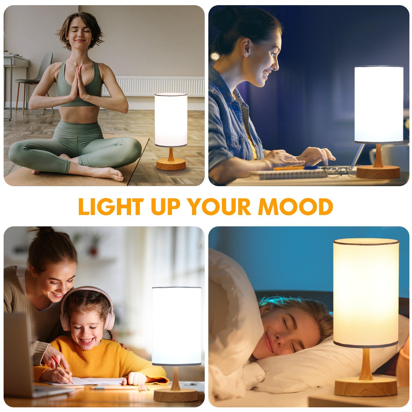Caromolly Caromolly Light Therapy Lamp, 10000 Lux Light with Remote Control, 3 Color Temperature & 4 Brightness Level & Timer, Daylight Lamp for Home, Office, Decoration(Wood Base White Shade)