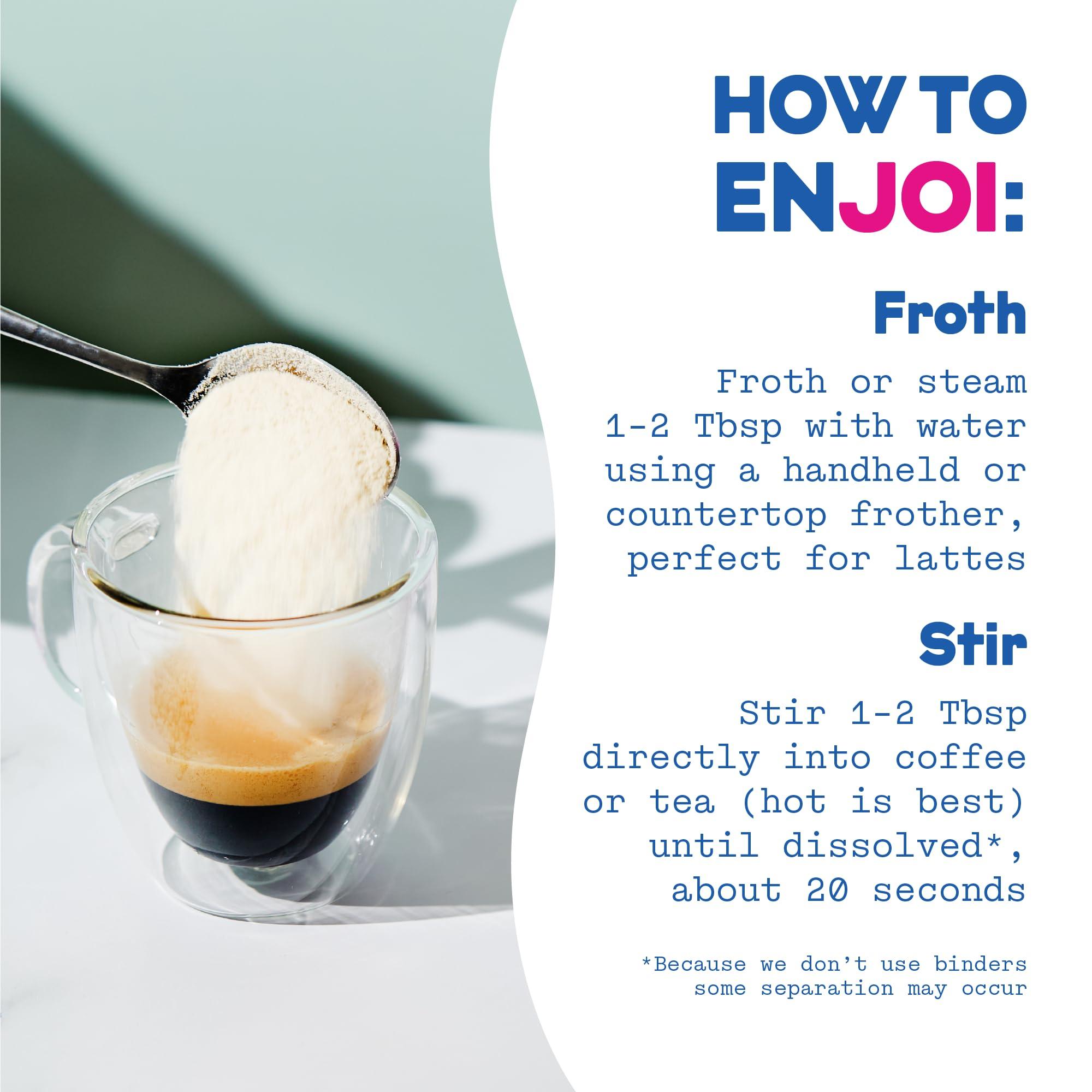 JOI Oat Milk Coffee Creamer, French Vanilla. Makes over 50 servings. Vegan, Non-Dairy, Plant Based, Kosher, Shelf-Stable, and Gluten-Free - Use for Coffee, Add to Smoothies & Tea or Make Your Own Creamer. Prebiotic, Superfood, Shelf-Stable, Barista, Fort