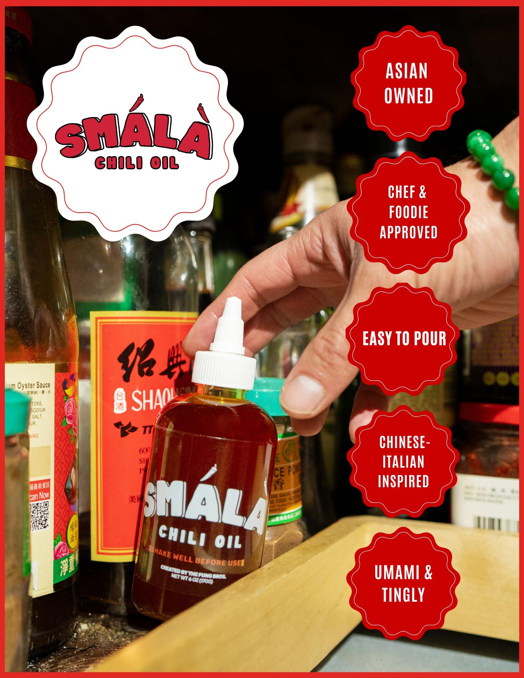 Smala Sauce Smala Chili Oil Sauce - Tingly, Spicy, Savory, Umami - Perfect For Pizza, Meat, Veggies, Ramen, Noodles, Dumplings - Garlic, Onion, Sichuan Pepper - Made In USA - Vegan, Gluten Free (6 oz - 1 Pack)