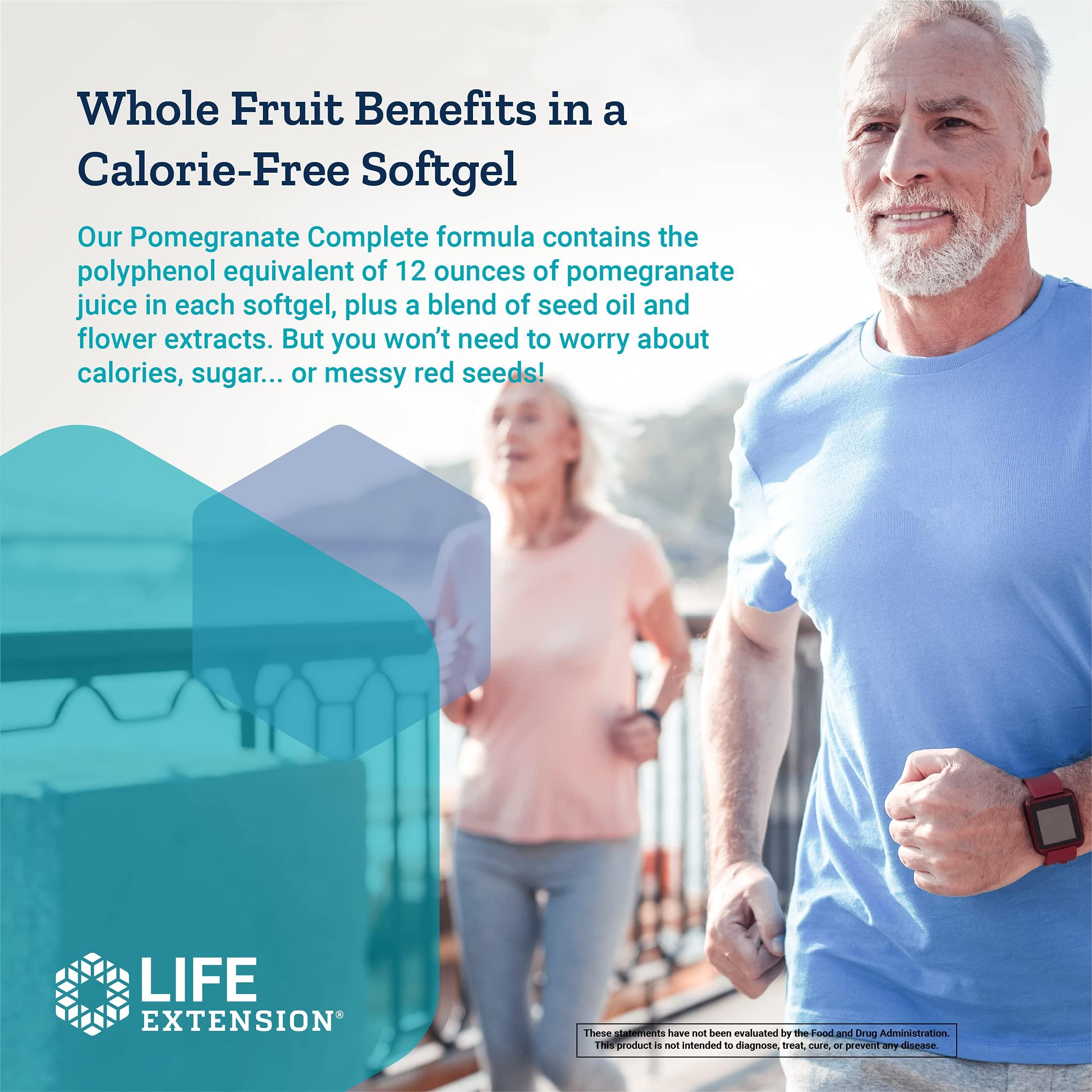 Life Extension Life Extension Pomegranate Complete, Fruit Extract, Flower, Seed Oil Extract, Cardiovascular Health, antioxidant Support, superfood Supplement, Gluten Free, Non-GMO, 30 softgels