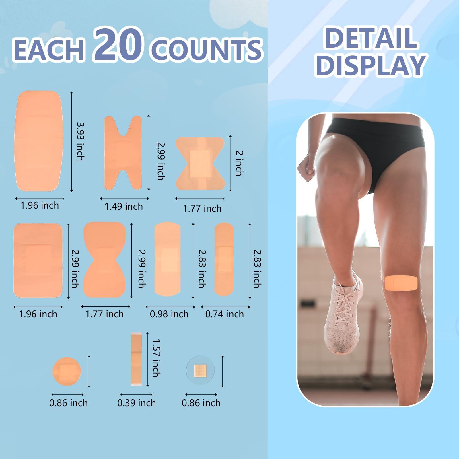 Lsenrioy Assorted Bandages Variety Pack 200 PiecesAdhesive Bandages Flexible Breathable Bandages for First Aid SuppliesIncluding Waterproof Bandages,Spot Bandage and Large Bandages