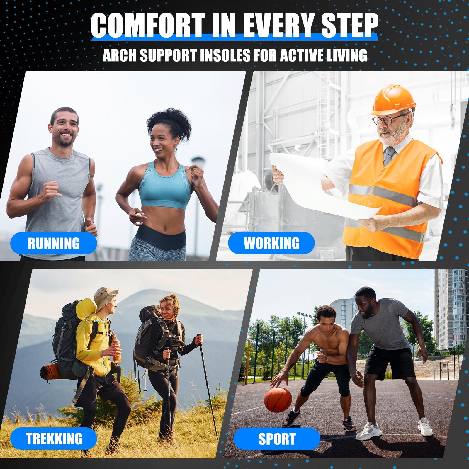 ZOEHERO Plantar Fasciitis Insoles for Men & Women,Heavy Duty Orthotic Inserts with Arch Support for Plantar Fasciitis Relief,Foot Pain Relief,Comfort Insoles for Standing All Day,Sprot,Hiking