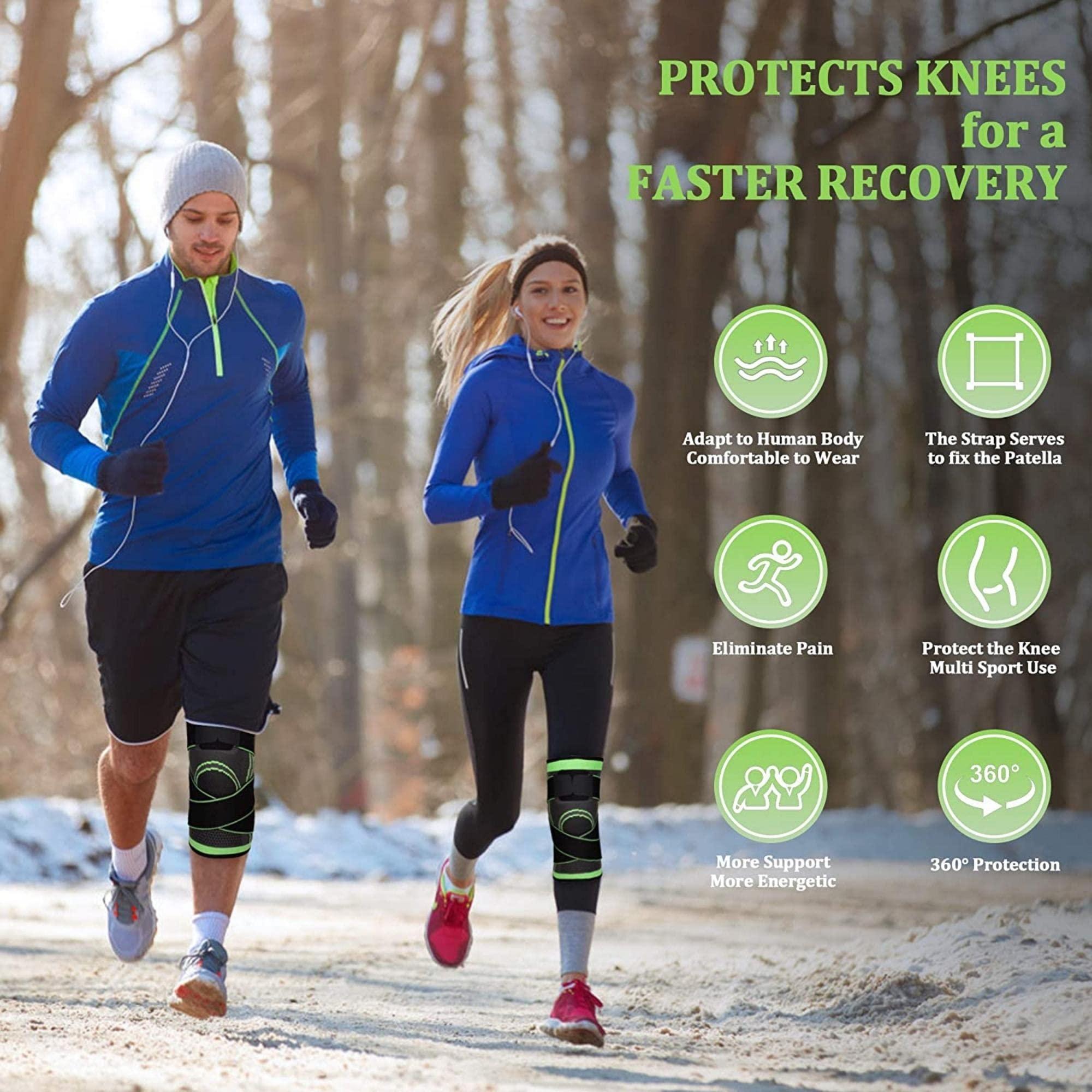 DCF DCF Compression Knee Sleeve with Adjustable Straps for Best Fit, Professional Knee Compression Sleeves Support for Knee Pain, Running, Work Out, Gym, Fitness, Weightlifting, 1-Pack