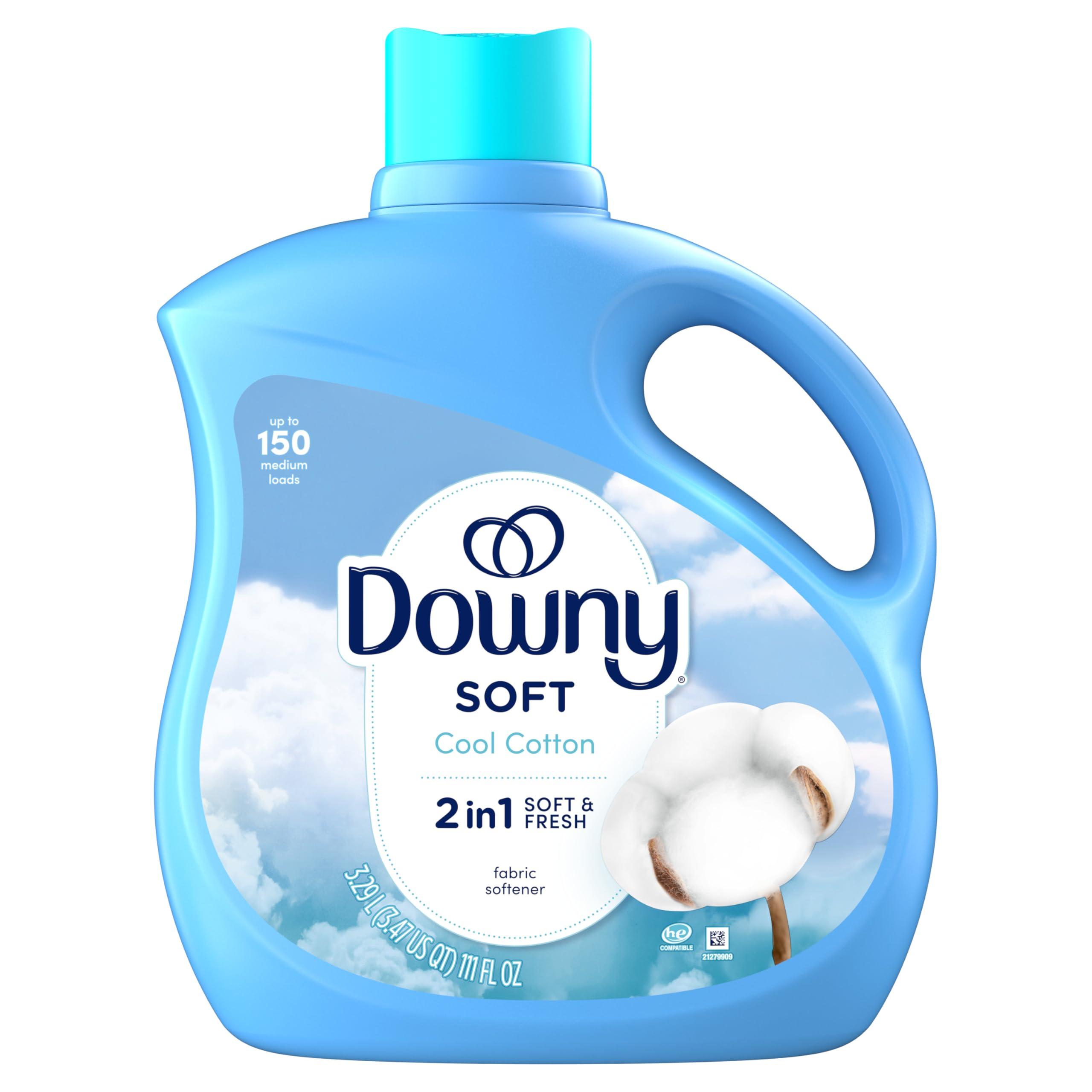 Downy Downy Fabric Softener Liquid, Cool Cotton Scent, 111 fl oz, 150 Loads