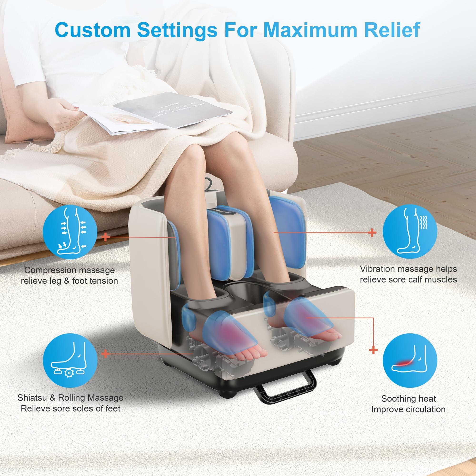 COMFIER COMFIER 2-in-1 Shiatsu Foot Massager&Foot Rest,Foot and Calf Massager with APP Control,Heated Feet Massager,Calf Massager for Foot Pain Relief,Gifts for Men,Women