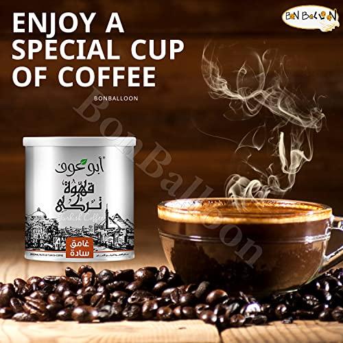 Abu Auf Abu Auf AbuAuf Oriental Original Turkish Coffee Cafe Arabic Arabian Arabica Ground Roasted Mud Coffee Plain Dark Roast (Plain Dark Roast 8.82 oz / 250 gm)