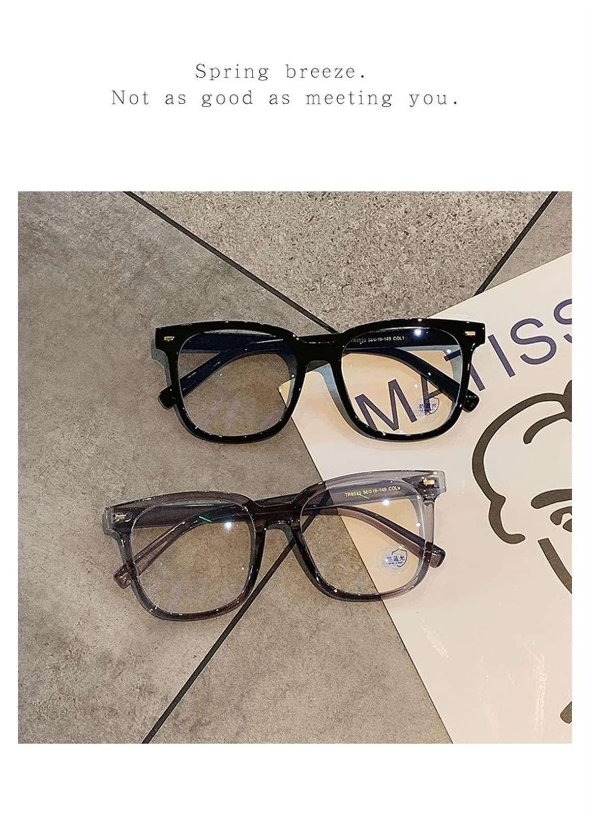 WWWL Reading Glasses, Korean Personality Large Frame, Anti-Radiation, Blue Light Glasses, All Match Flat Mirror for Women Men (Color : Grey, Size : +3.0)