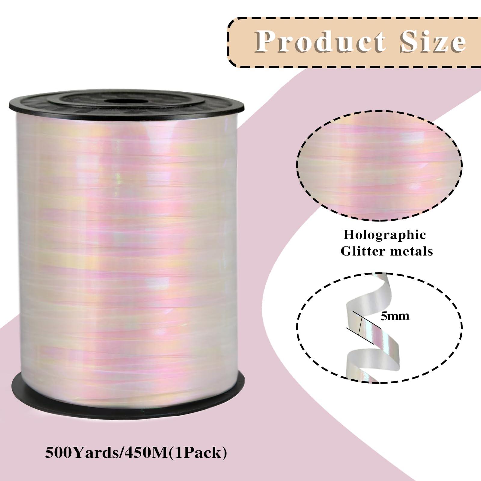 weizedm 500 Yard White Curling Ribbon,Iridescent White Ribbon,3/16\" Ribbon, Balloon Ribbon, Balloon String, Craft Decor Ribbon,for Florists, Flowers Decoration wrap