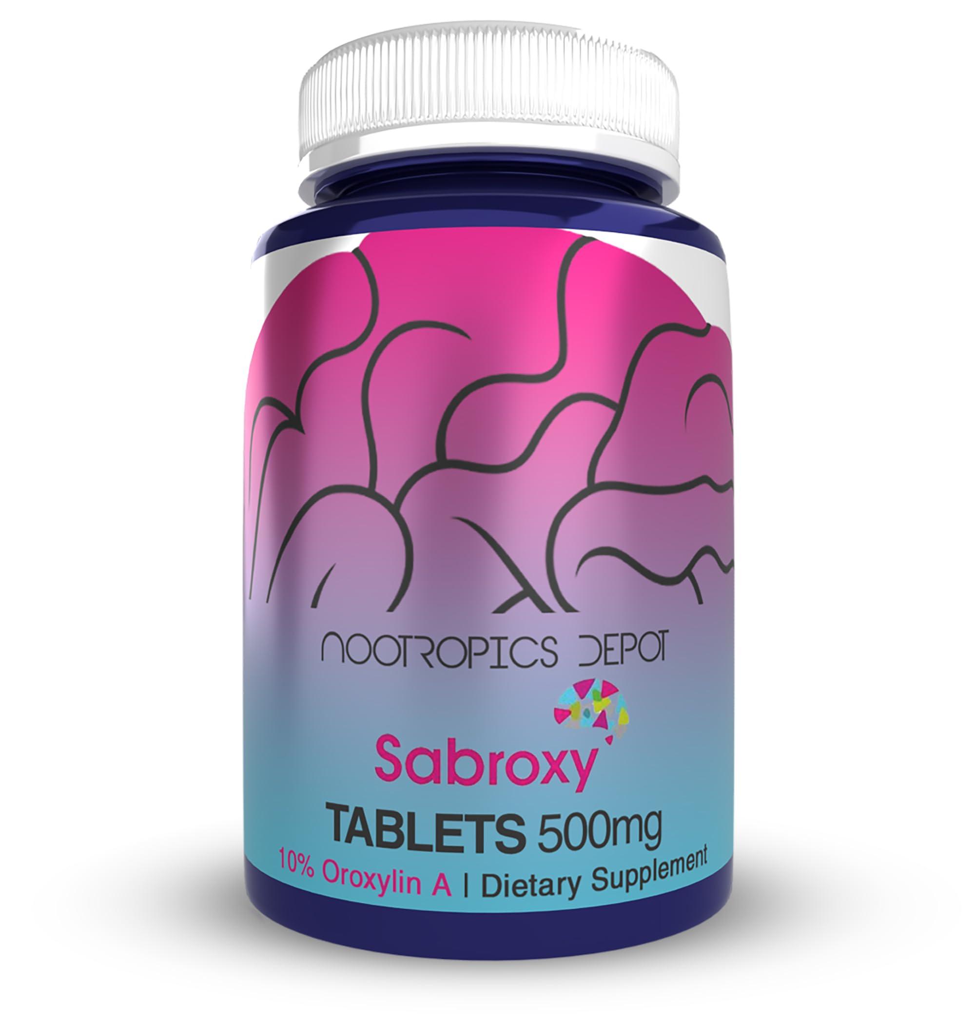Nootropics Depot Nootropics Depot Sabroxy Tablets | 500mg | 60 Count | Minimum 10% Oroxylin-A | Oroxylum indicum | May Help Promote Focus & Motivation | May Help Promote Cognitive Function