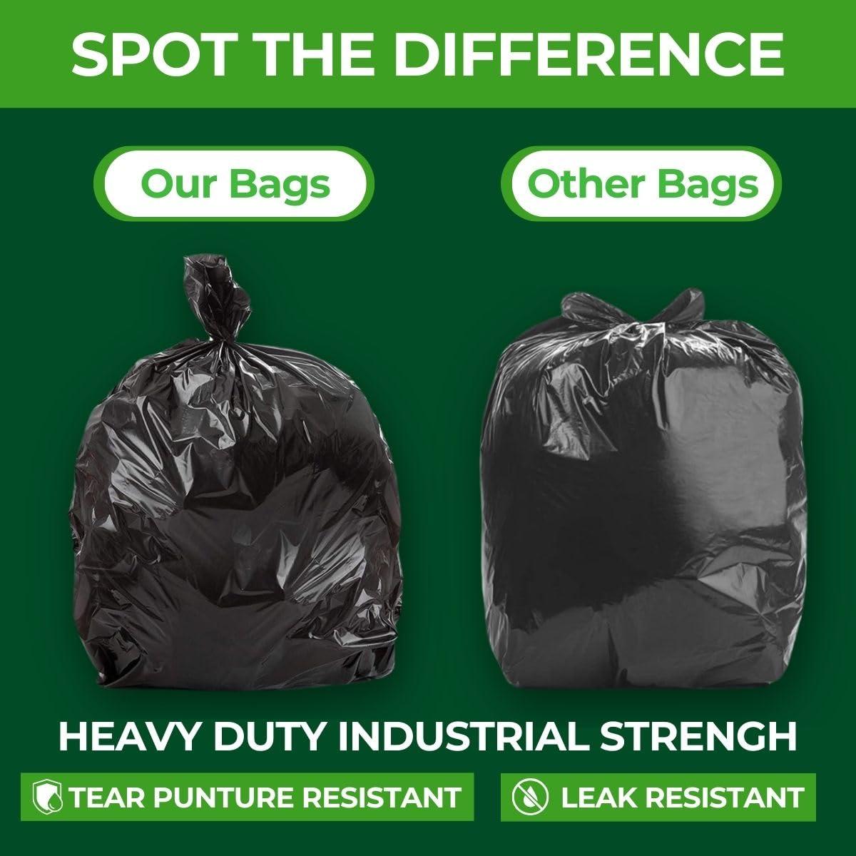 TP PLastic TP Plastic 55 Gallon Heavy Duty Contractor Trash Bags, 1.5 mil Thick Black Construction Bags, 100 Count for Lawn, Leaf, Industrial, and Outdoor Use