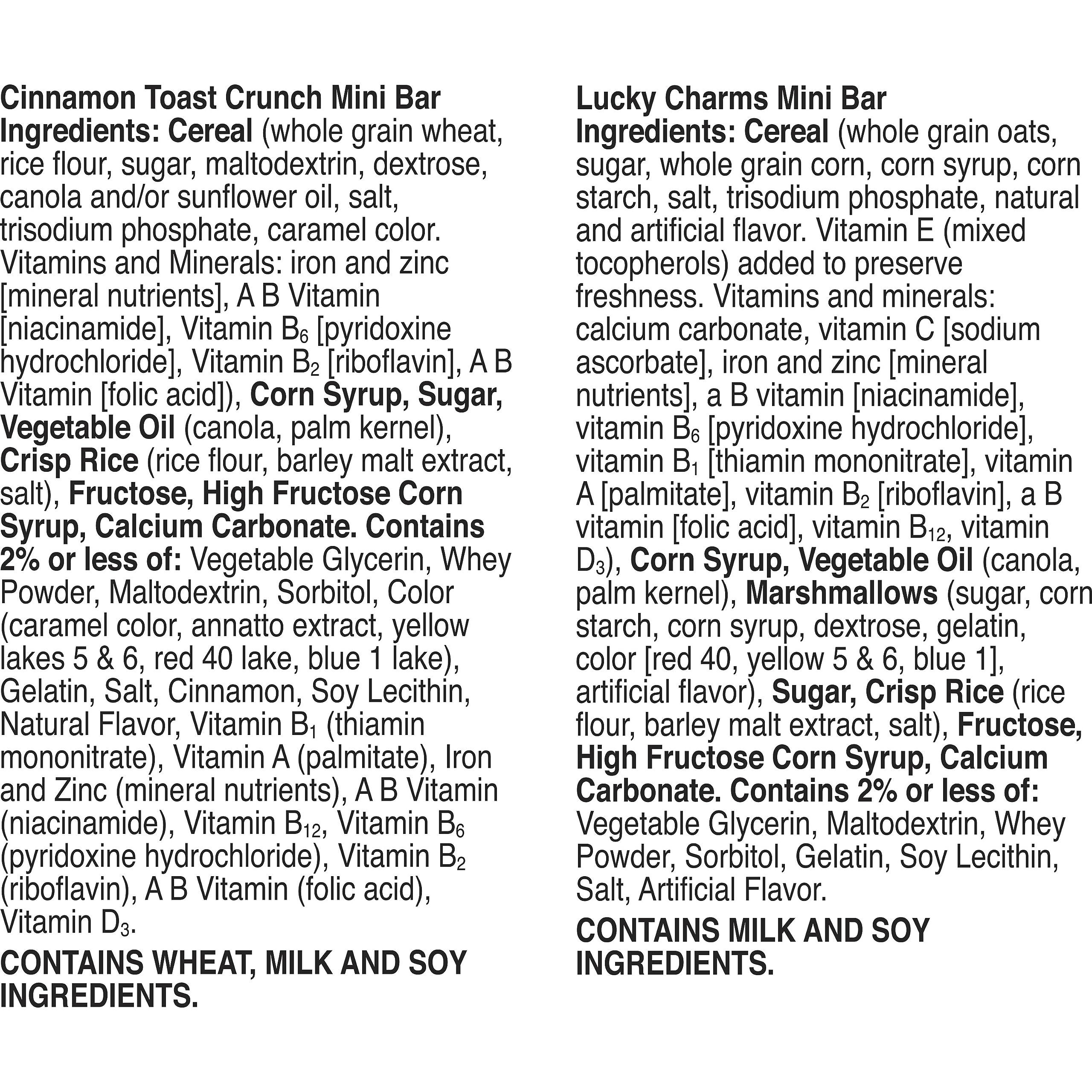 General Mills Lucky Charms and Cinnamon Toast Crunch Mini Cereal Treat Bars Variety Pack, 40 ct, 20 oz