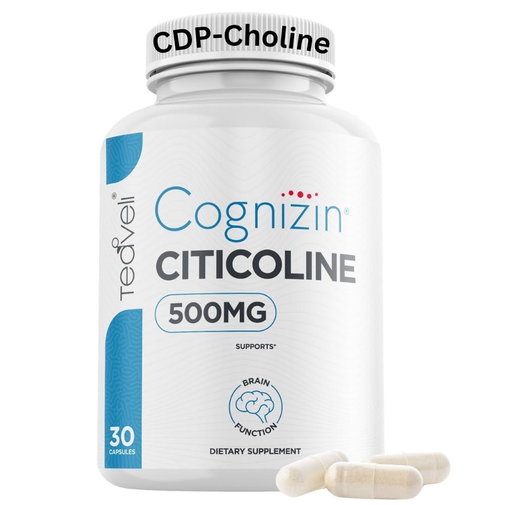 Teaveli Teaveli Cognizin Citicoline- 500mg CDP Choline Capsules- Clinically Studied Brain Supplement to Support Clarity, Concentration and Memory  Most Bioavailable Form of Choline Supplements - 30 Servings