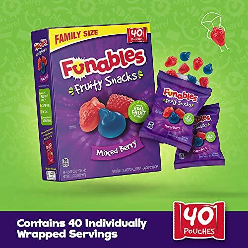 Funables Funables Fruit Snacks, Mixed Berry Fruit Flavored Snacks, 0.8 ounce Pouches (Pack of 80)