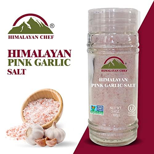 Himalayan Chef Himalayan Chef Himalayan Pink Garlic Salt -3.6 Oz (Pack of 1), Small Grinder of Garlic Salt Seasoning, Natural & Certified