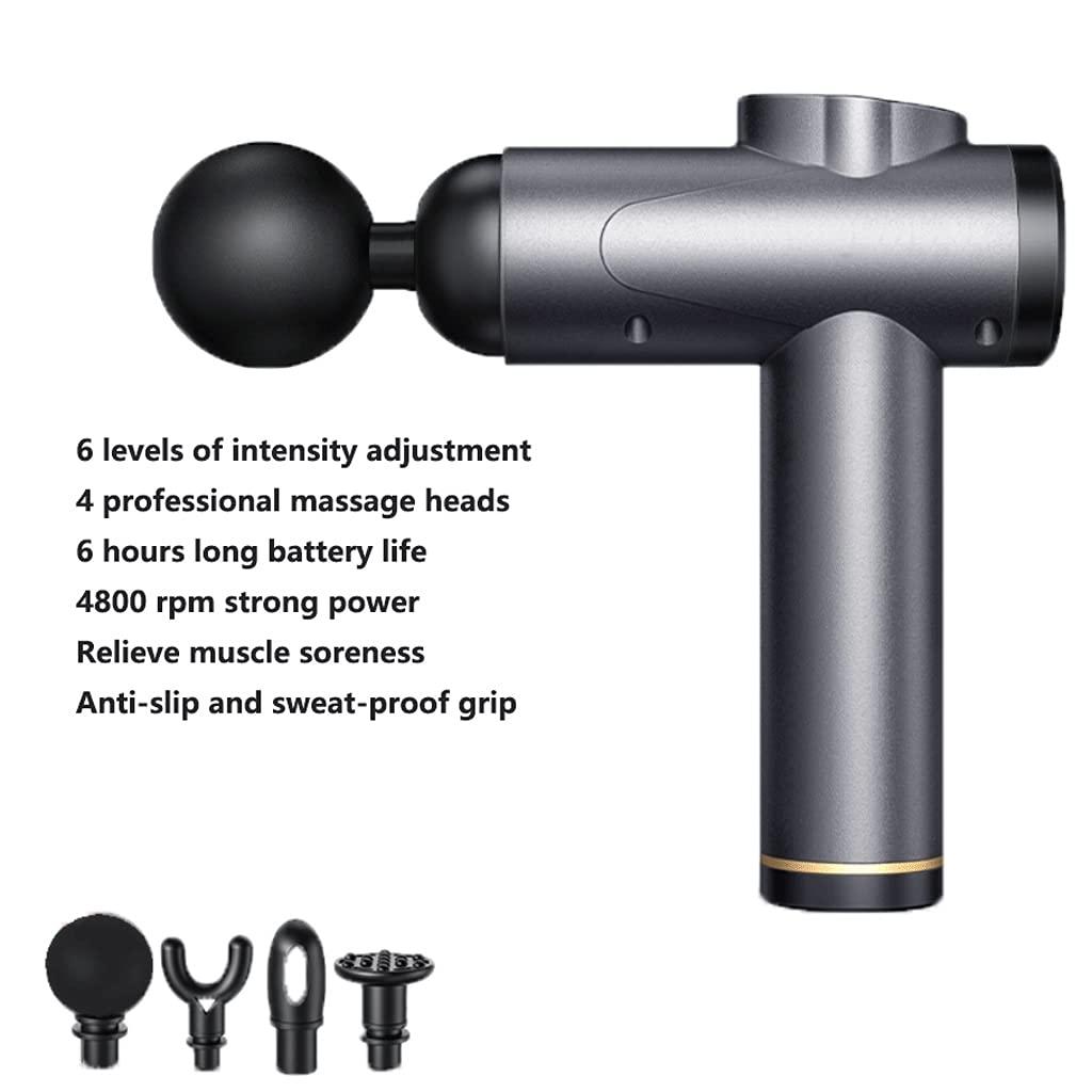 HFFTQ HFFTQ Fascia Gun Percussion Massage Gun, Deep Tissue Massager, Fascia Massage Gun for Pain ReliefPercussion Chiropractor Massager 6-Speed Adjustment (Color : Gray)