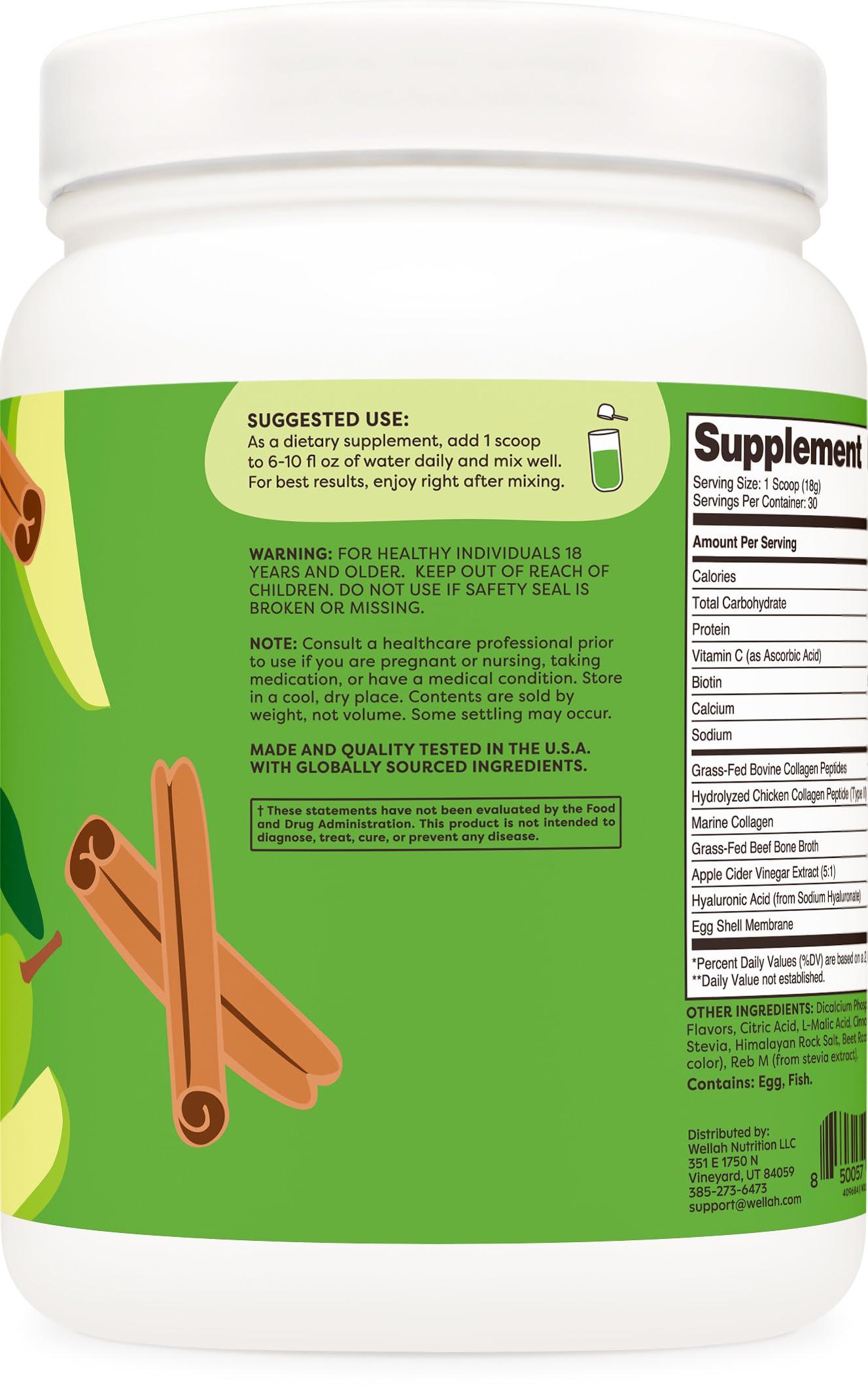 Wellah Wellah The Afterglow Multi Collagen Protein + Beauty (30 Servings, Cinnamon Pear) - Hair, Skin, Nail & Joint Support - Non-GMO and Gluten Free