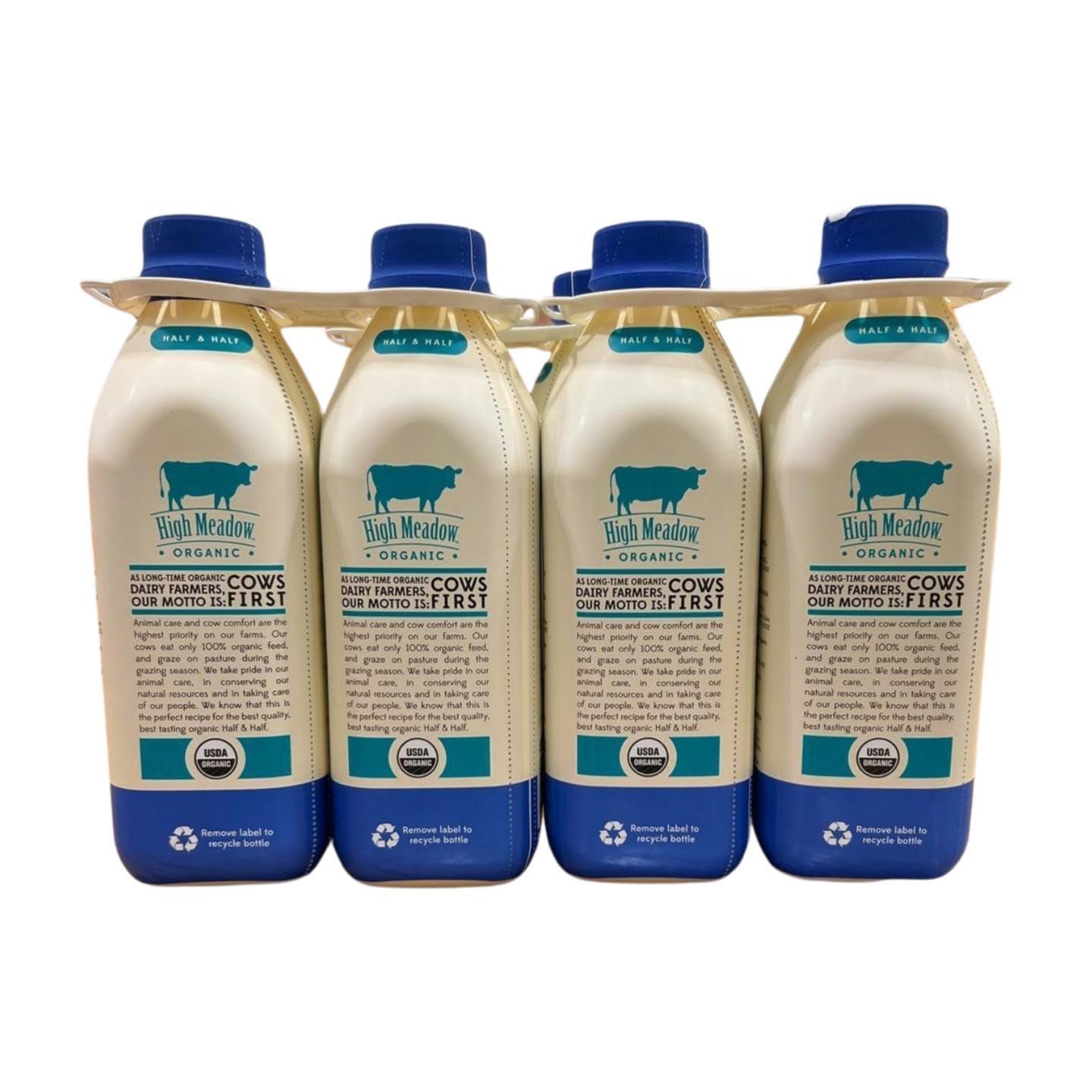 High Meadow Organic Grade A UHT Half and Half, 32 fl oz, Pack of 12