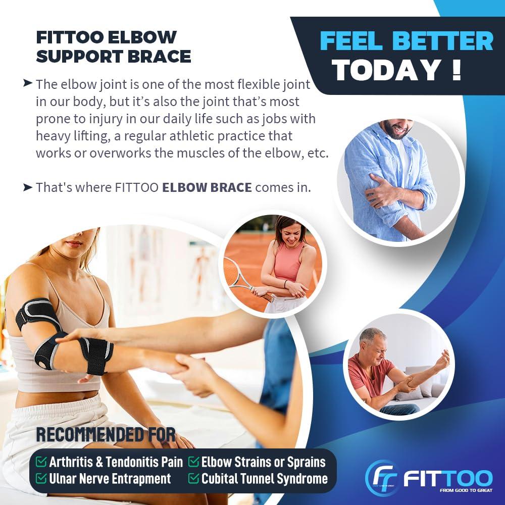 FITTOO FITTOO Elbow Brace for Cubital Tunnel Syndrome, Arm Ulnar Nerve Brace Support for Elbow Discomfort, Tendonitis, Prevent Elbow Excessive Bending, Fit Left & Right Men & Women Arm