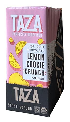 Taza Chocolate Taza Chocolate Organic Smooth & Crunchy Bars 70% Stone Ground, Lemon Cookie Crunch 2.5 Ounces (10 Count), Vegan