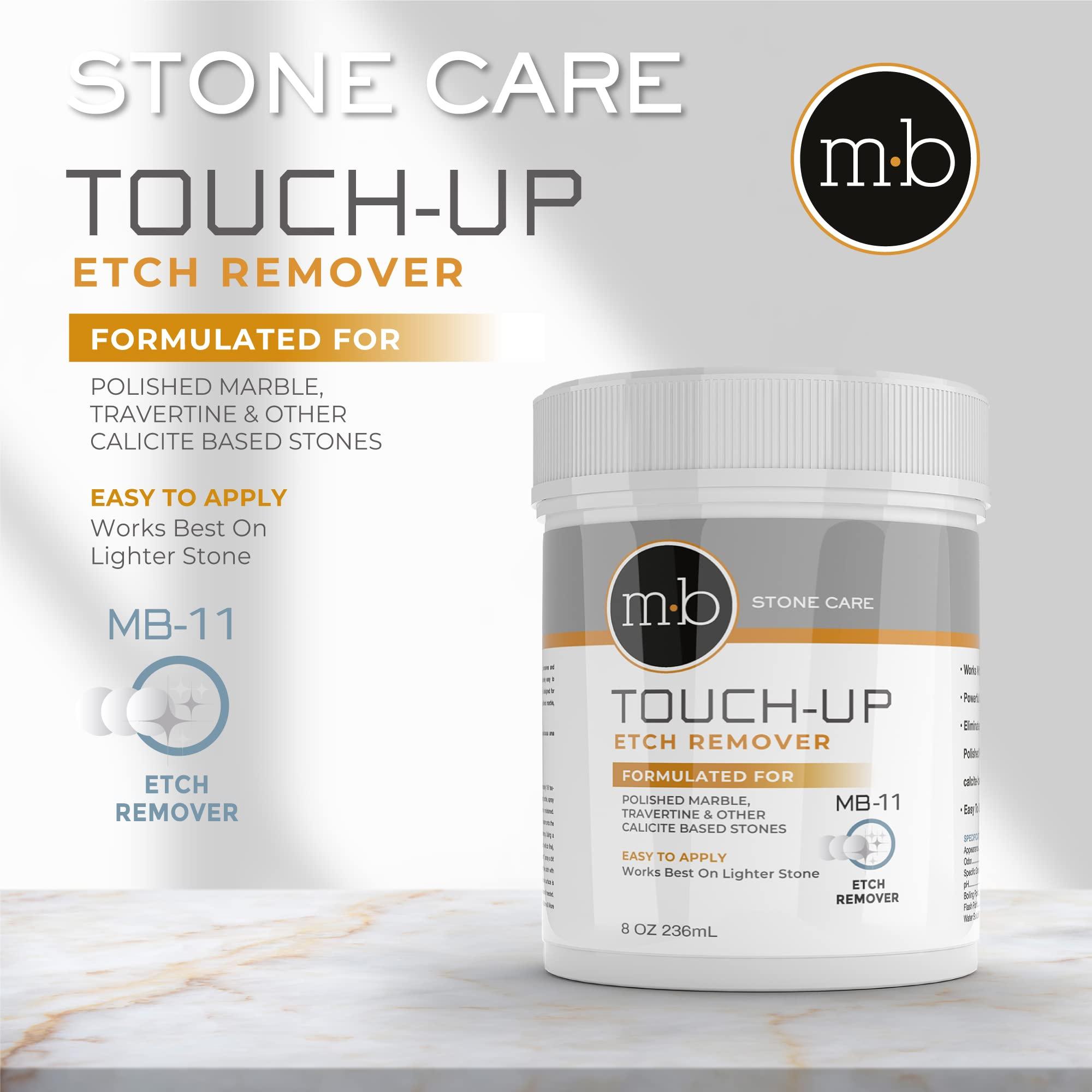 MB Stone Care MB-11 Marble Polishing Powder with Microfiber Cloth and Gloves - Spot Polish Water Stains, Rings or Etches to Restore Marble, Travertine, Limestone or Onyx