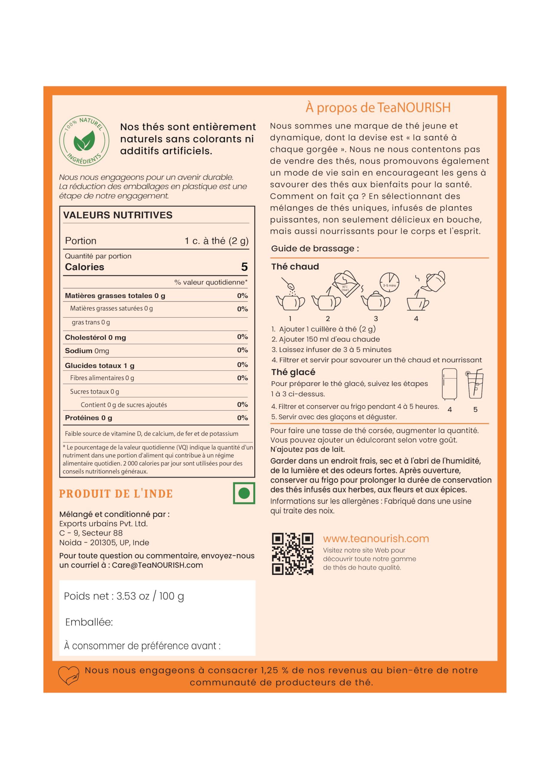 TEANOURISH TeaNOURISH Lemon Tulsi Green Tea | Darjeeling Loose Leaf | Stress Relief Tea | Immune Support Tea | 100% Natural Ingredients | Brew 50 Cups Hot or Iced Tea - 3.53oz/100g (Pack of 2)