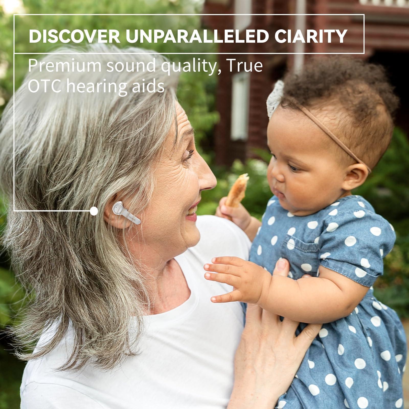 Cearvol Cearvol Diamond X1 OTC Hearing Aids with Bluetooth Customizable App Hearing Test, Streaming Ability, Directional Sound Collection, for Mild to Moderate Hearing Loss, White