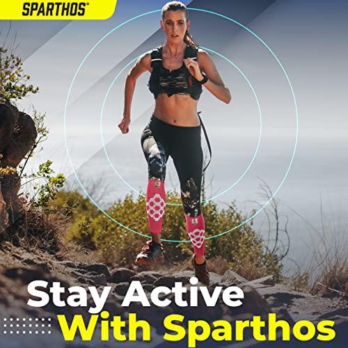 Sparthos Sparthos Calf Compression Sleeves (Pair) – Leg Compression Socks for Men and Women – Shin Splint Calf Pain Relief Air Travel Flight Nurses Maternity Basketball Football Soccer (Pink-M)