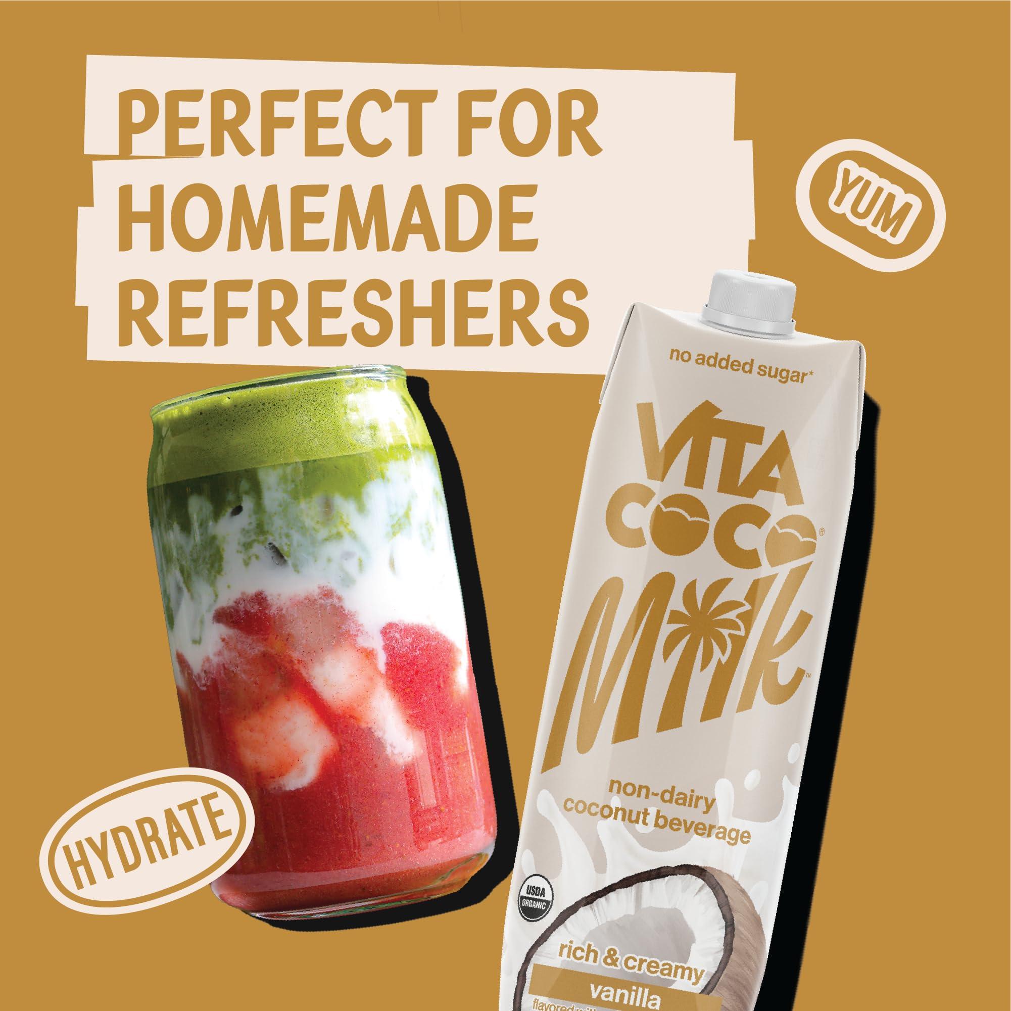 Vita Coco Vita Coco Vanilla Organic Coconut Milk, Plant Based, Dairy Free Milk Alternative - Gluten Free, Soy Free, and Unsweetened - Perfect Add to Cereal, Smoothies, Desserts -33.8 Fl Oz (Pack of 6)