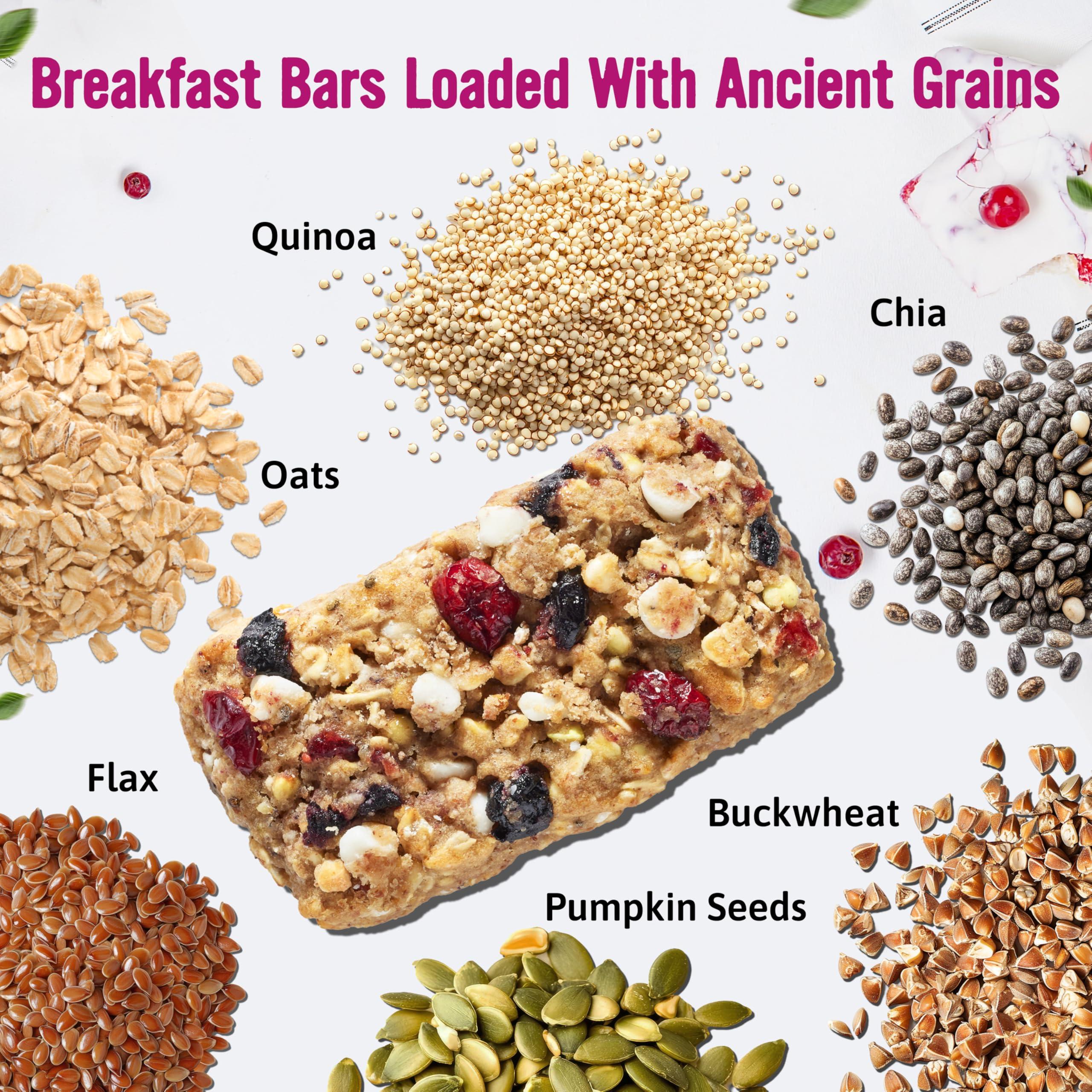 COOPER STREET Cooper Street Granola Bakes - Chewy Breakfast Granola Bars with Chia, Flax, Buckwheat and Oats - Oatmeal Cranberry Individually Wrapped Nut & Dairy Free On-The-Go or School Snacks - 12 Bars, 1oz each
