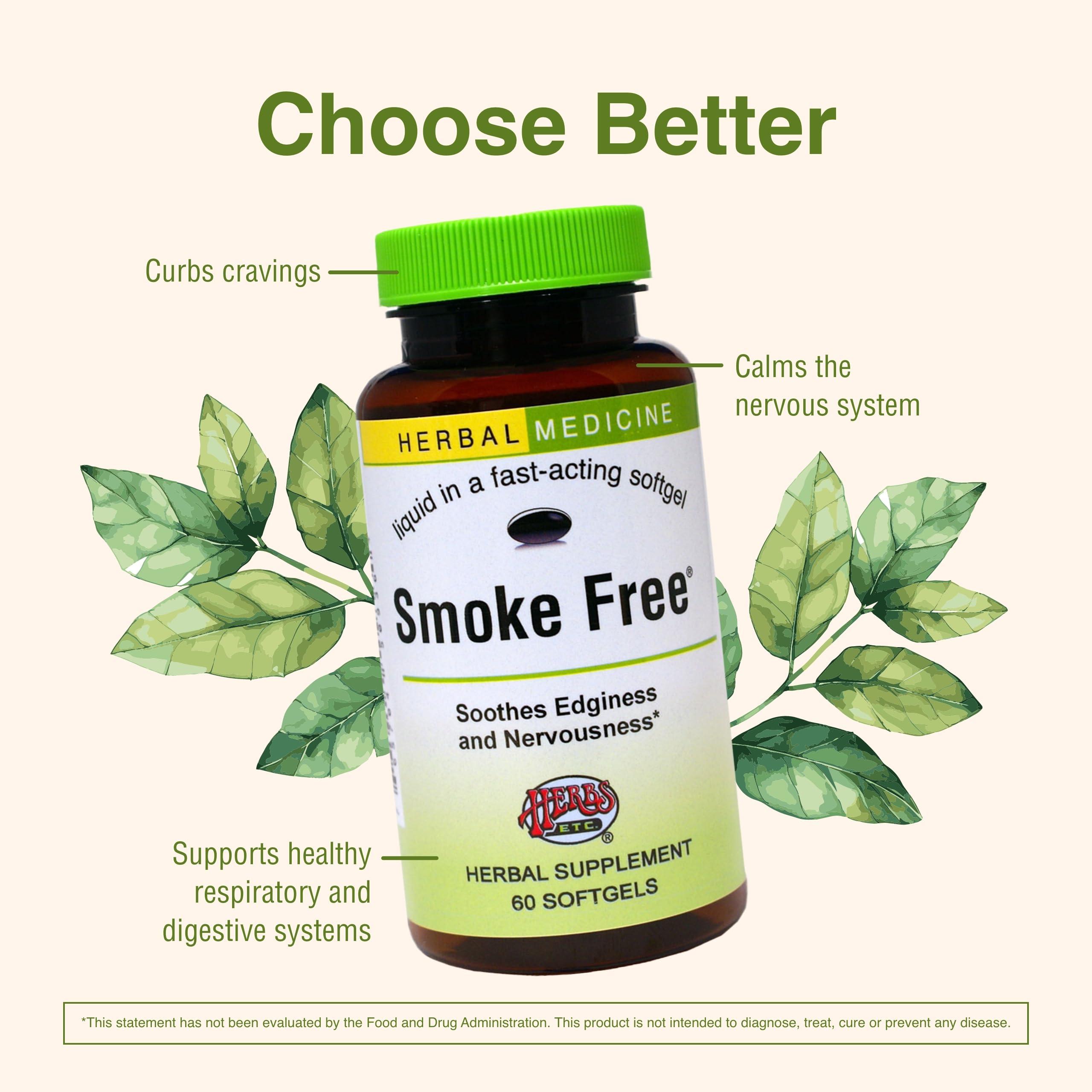 Herbs Etc. Herbs Etc. Smoke Free - Support While Quitting - Healthy Respiratory System Support - Aids Against Edginess & Unpleasant Attitudes - 60 Softgels (60 Servings)