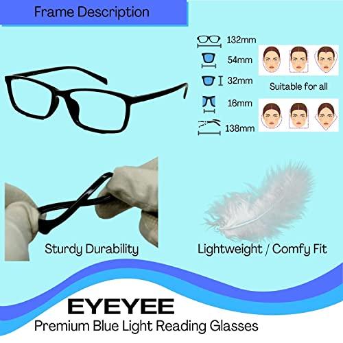 EyeYee Computer Reading Glasses Blue Light Blocking Reader Gaming Screen Digital Eyeglasses Anti Glare Eye Strain Transparent Lens UV Light Weight for Women Men (Gloss Black, 1.50)