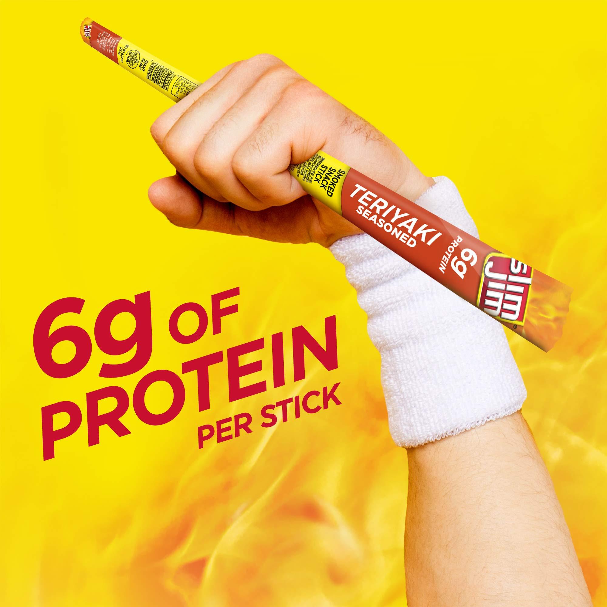 Slim Jim Slim Jim Giant Smoked Meat Sticks, Teriyaki Flavor, 6g Protein Per Stick, 0.97 oz. (24 Count)
