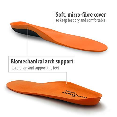 Footlogics Footlogics Full-Length Sports Orthotic Shoe Insoles with Arch Support for Heel Pain, Ball of Foot Pain (Metatarsalgia), Flat Feet - Football, Pair, XL