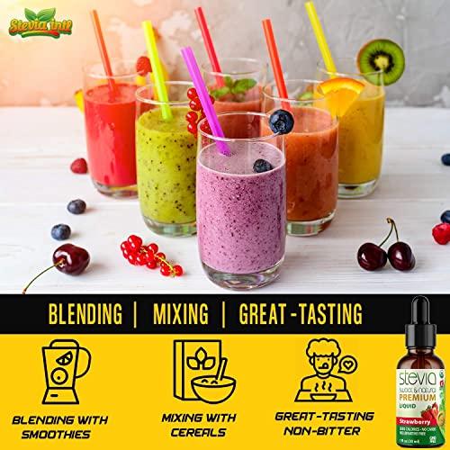 STEVIA INTL Stevia Intl - Strawberry Flavor, Organic Stevia Liquid Sweetener, Best Sugar Substitute, 100% Pure Extract, Naturally Sweet, No Sugar Added, 0 Calorie, O Carb, NON-GMO, Diabetic & Keto Friendly (2oz)