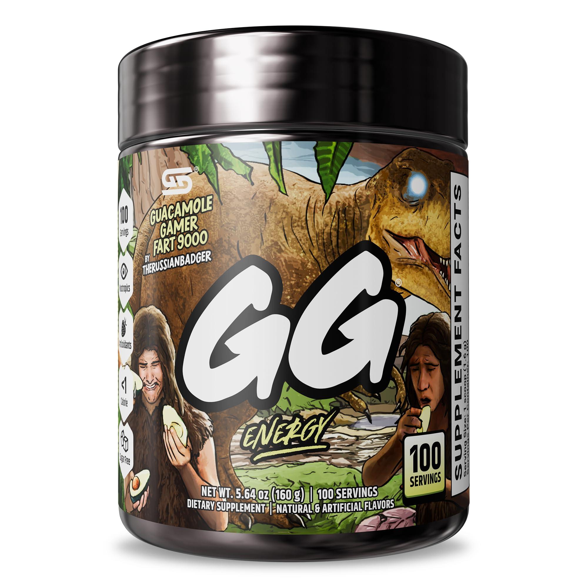 Gamer Supps Gamer Supps, GG Energy Guacamole Gamer Fart 9000 (100 Servings) - Keto Friendly Energy and Nootropic, Sugar Free Caffeine + Vitamins - Powder Energy Drink