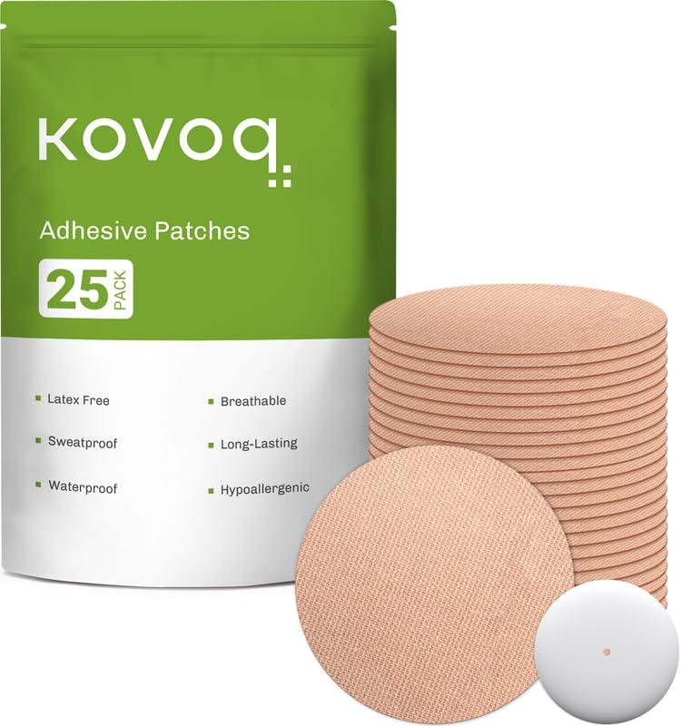 Kovoq Kovoq - Libre 2 Sensor Covers - 25-Pack Waterproof Adhesive Patches for Freestyle Libre 2 Sensor with Hard Cover for Reliable Protection Against Bumps and Scratches, Breathable and Hypoallergenic(TAN)