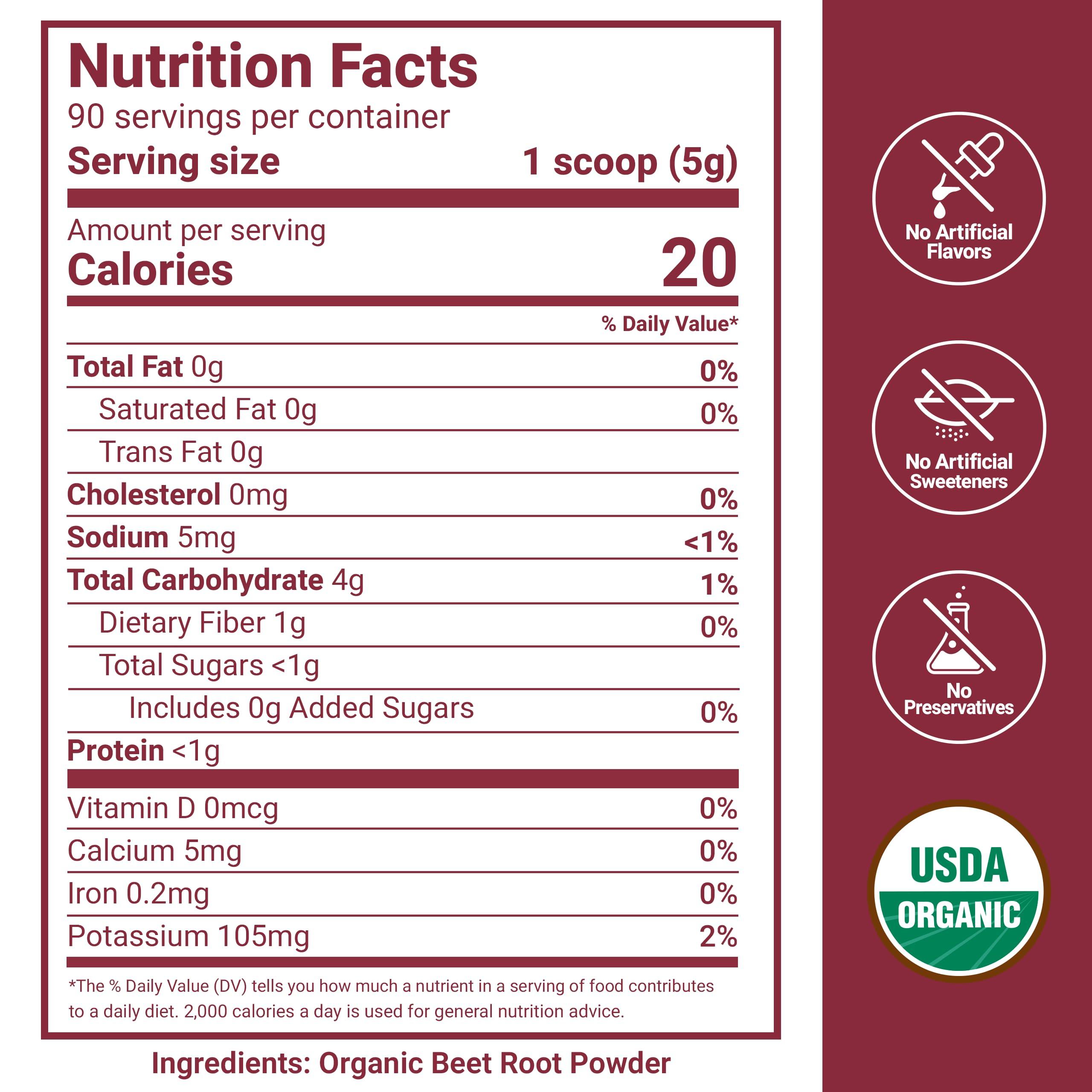 Force Factor Force Factor Total Beets Organic Beetroot Powder Superfood to Boost Daily Nutrition, USDA Organic, Vegan, Gluten-Free, and Non-GMO Beet Supplement, Unflavored, 90 Servings