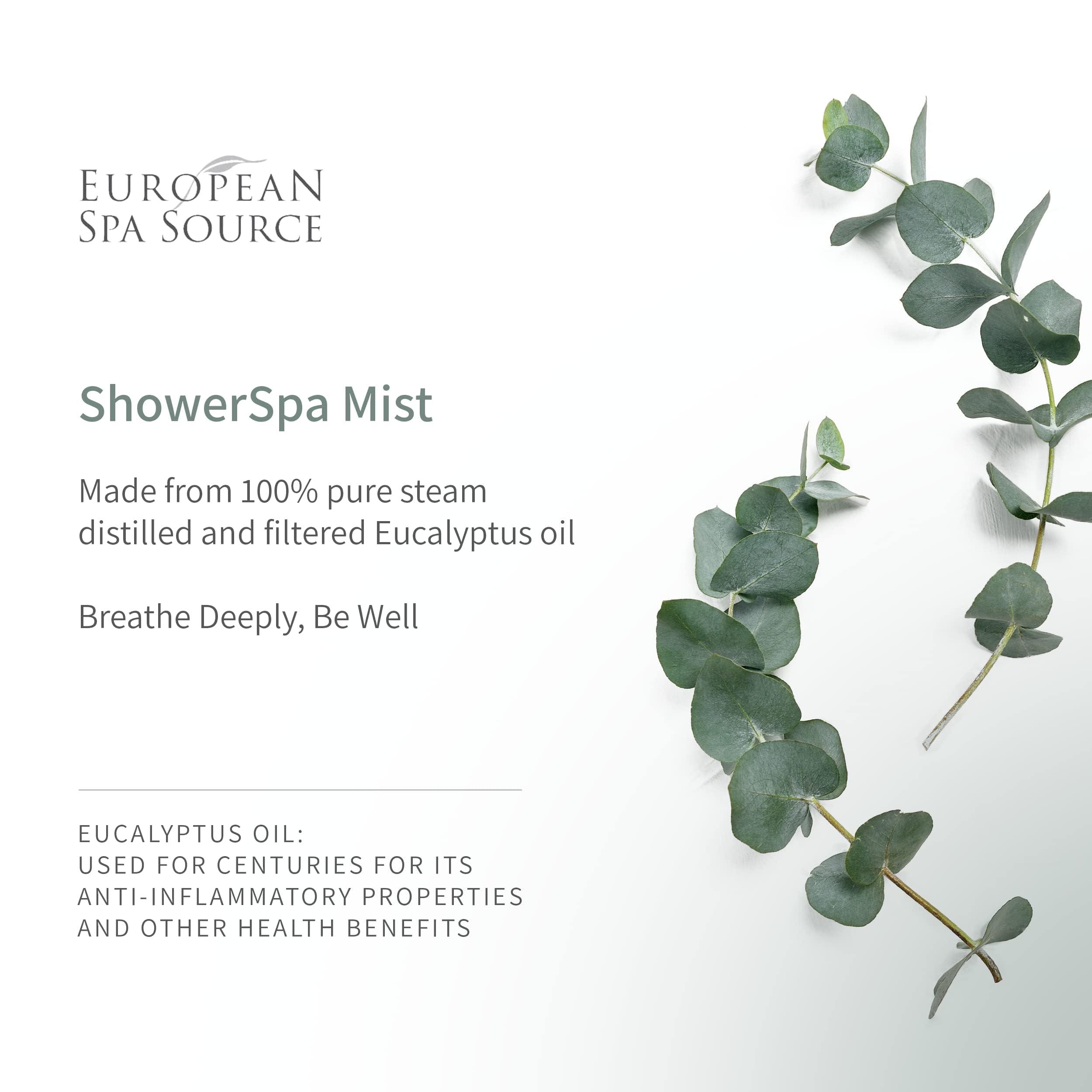 European Spa Source European Spa Source Jasmine + Eucalyptus Shower Spa Mist Spray for Aromatherapy, at Home Spa Experience, Sinus Congestion Relief, and Tension Relief, 4 fl oz.