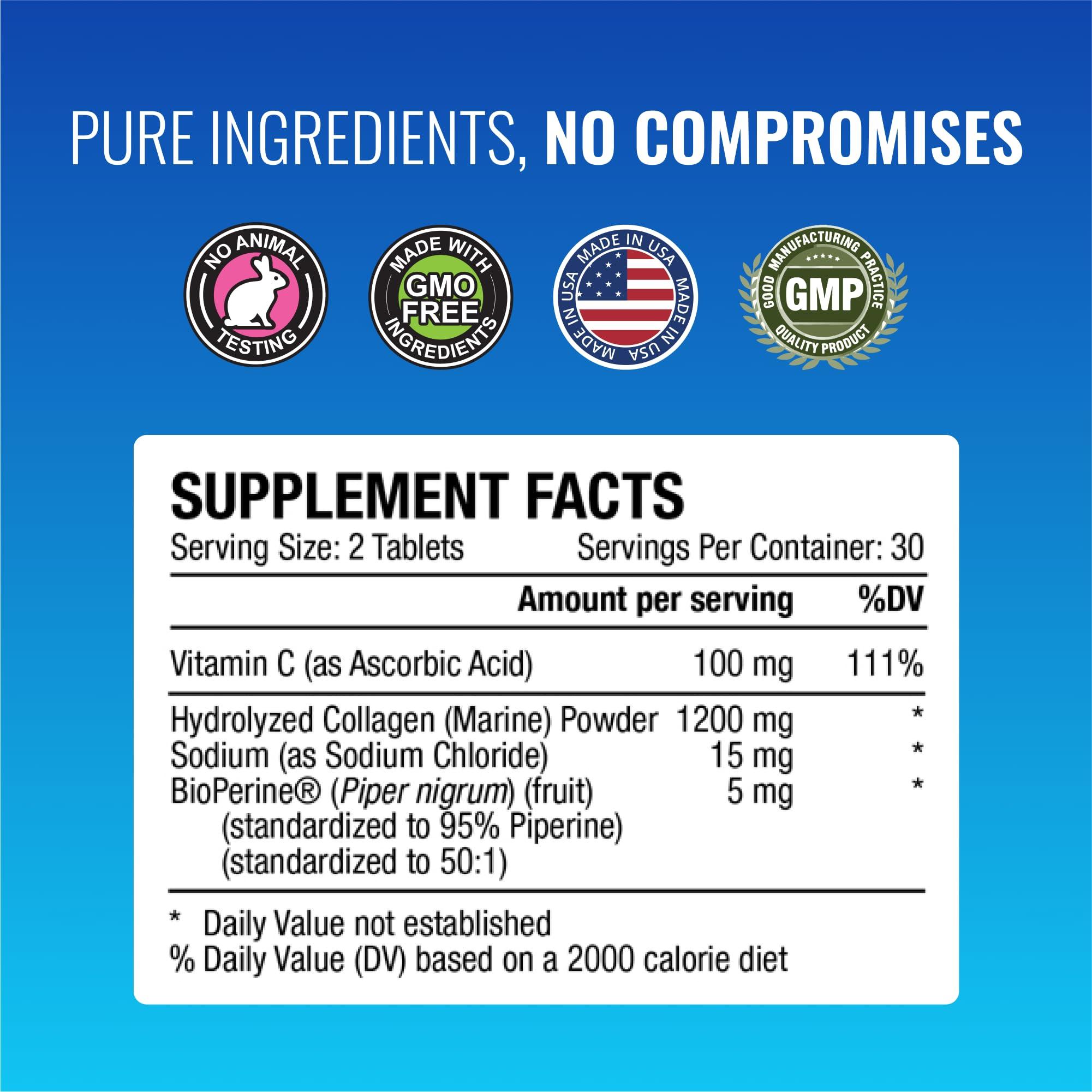 Approved Science Approved Science Collagen Pills - Absorbable Marine Collagen Types I and III - 360 Tablets - Healthy Hair, Skin, and Joints - Vitamin C, Sodium, and Bioperine for Fast Results - Non-GMO, Made in USA