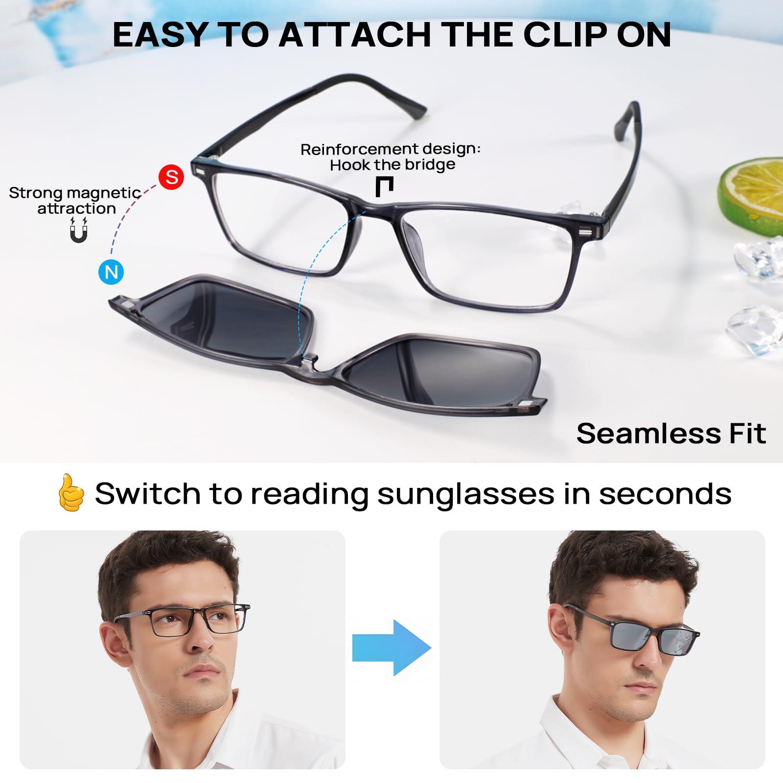 WEMOOTANTS WEMOOTANTS Reading Glasses 3.5+ Men, Polarized Reader 3.5 Sunglasses, Men\'s Rectangle Grey Readers