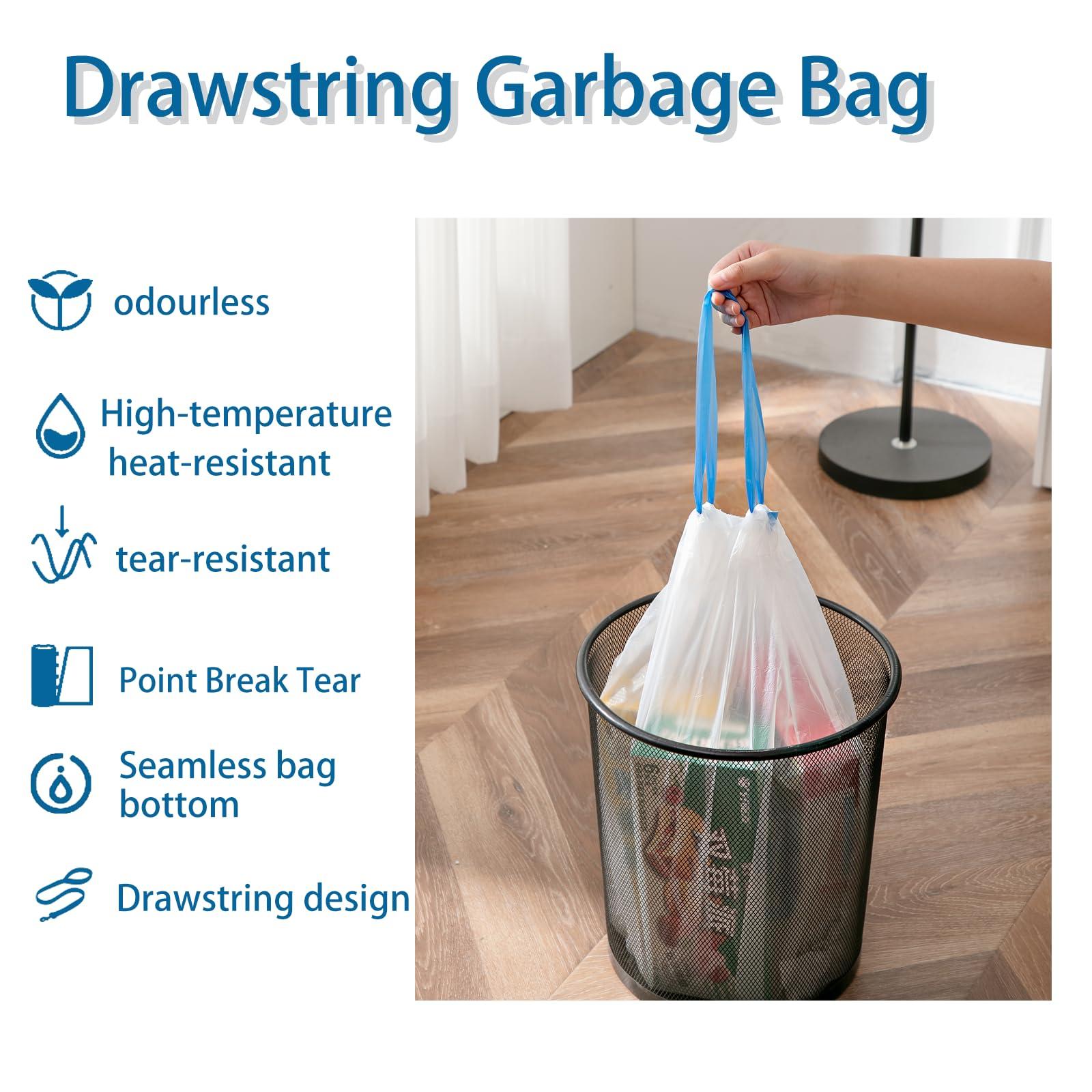 HUAPPNIO Garbage Bags, Small Drawstring Bin Bags 12L 45x50CM 75 PCS (Regular bagged)