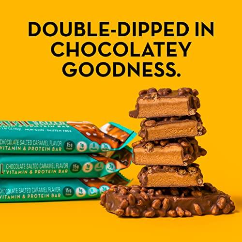 Fulfil FULFIL Vitamin Protein Bars, Chocolate Salted Caramel, 12 Count and Pure Protein Bars, Chocolate Peanut Caramel, 12 Count