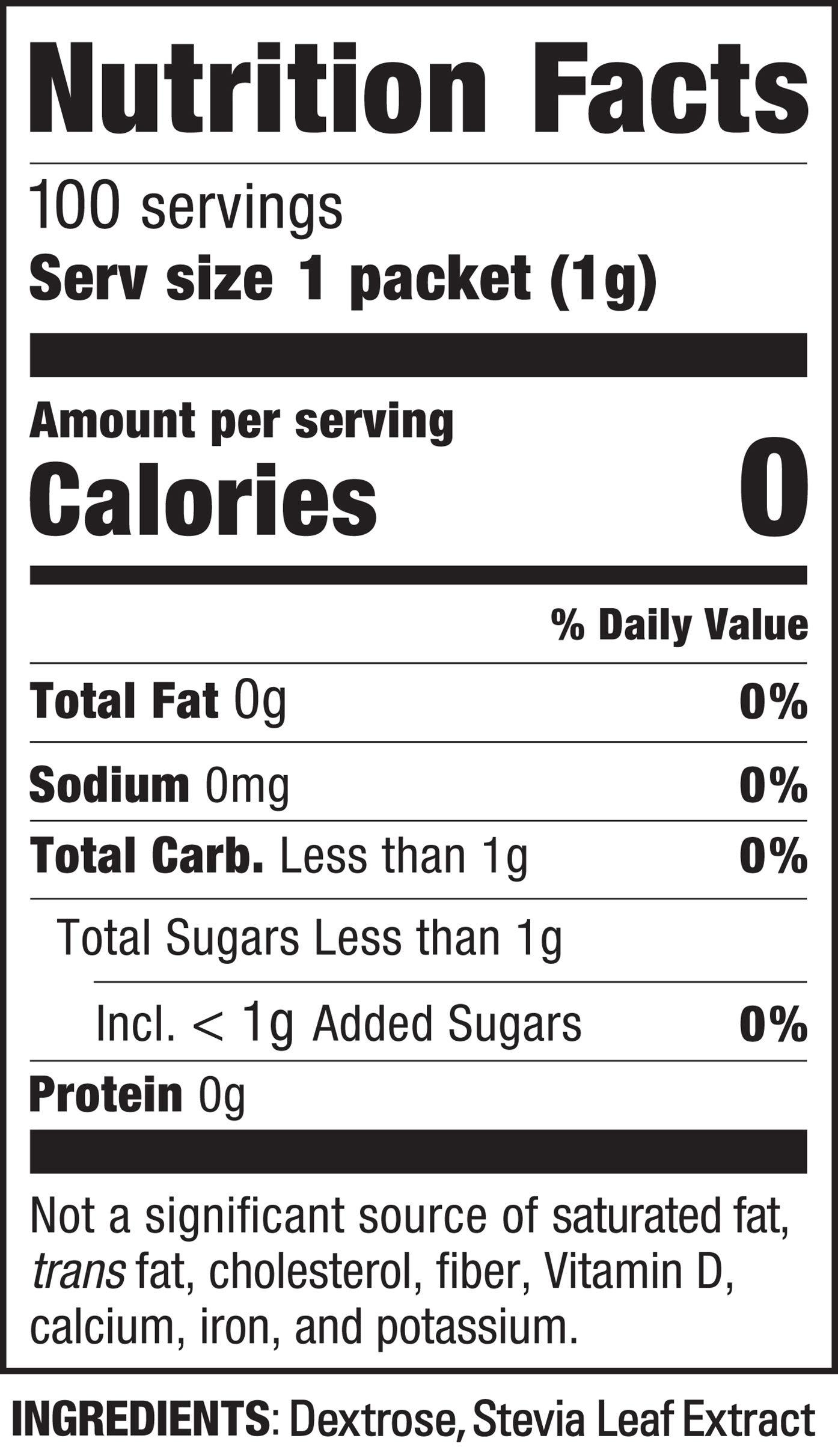 In The Raw Stevia In The Raw, Plant Based Zero Calorie, No Erythritol, Sugar Substitute, Sugar-Free Sweetener for Coffee, Hot & Cold Drinks, Suitable For Diabetics, Vegan, Gluten-Free, 100Count Packets (1 Pack)