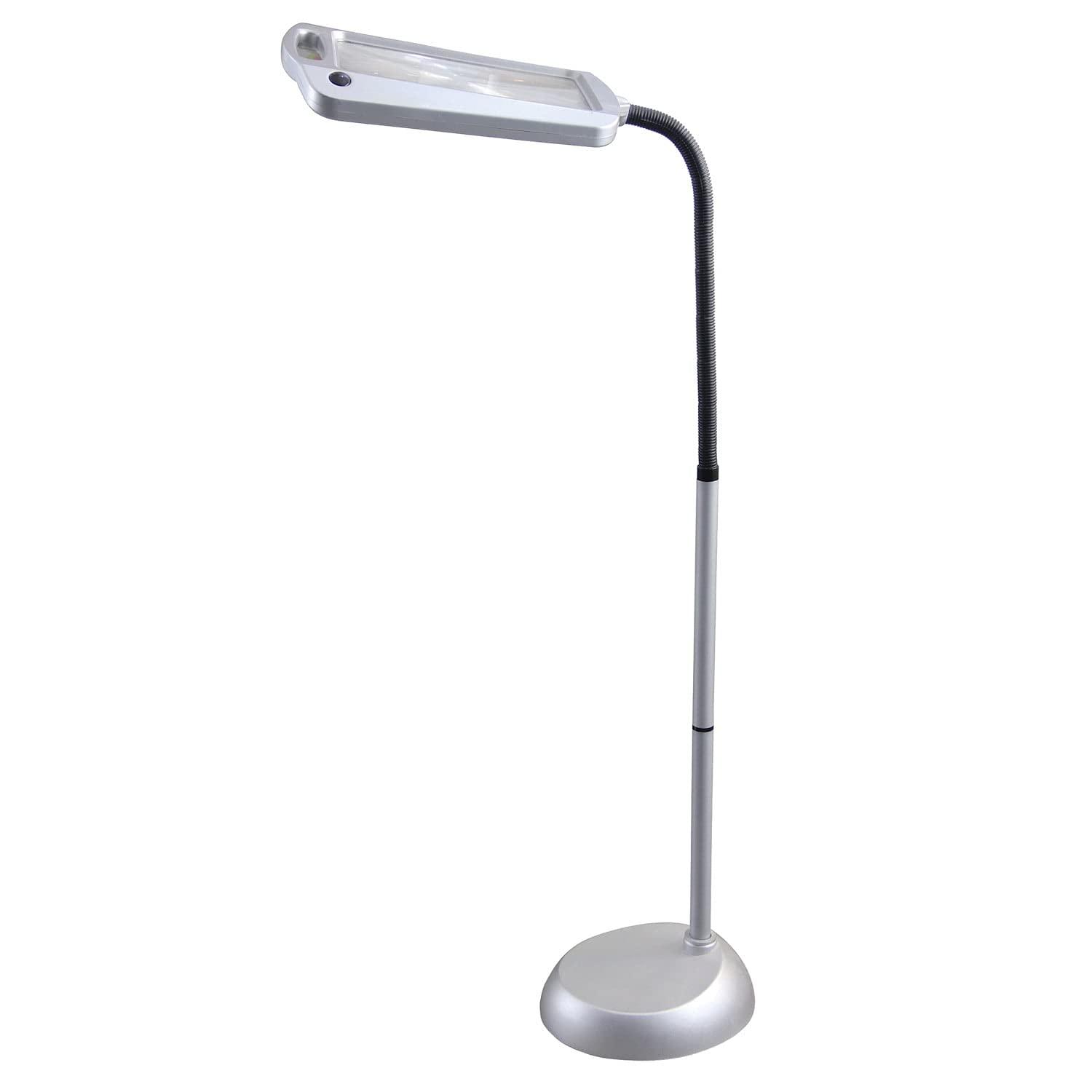 daylight Full-Page Floor Magnifying Lamp - Metal,Silver