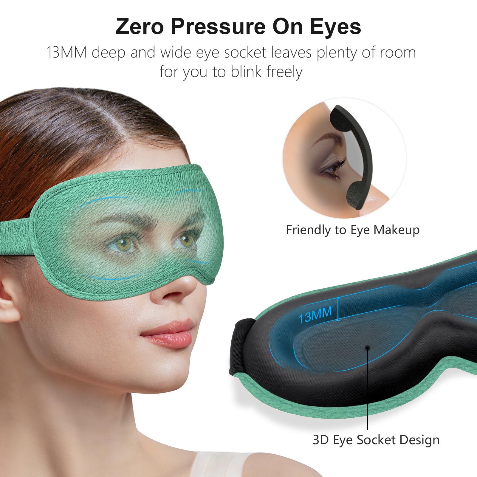 Gritin Gritin 100% Blackout Sleep Eye Mask for Women Men,Zero Eye Pressure Sleeping Mask-Ergonomic Design 3D Cutout Eye Movement and Eyelash Friendly Night Blindfold,Ultra Soft&Comfortable for Sleeping-Cyan