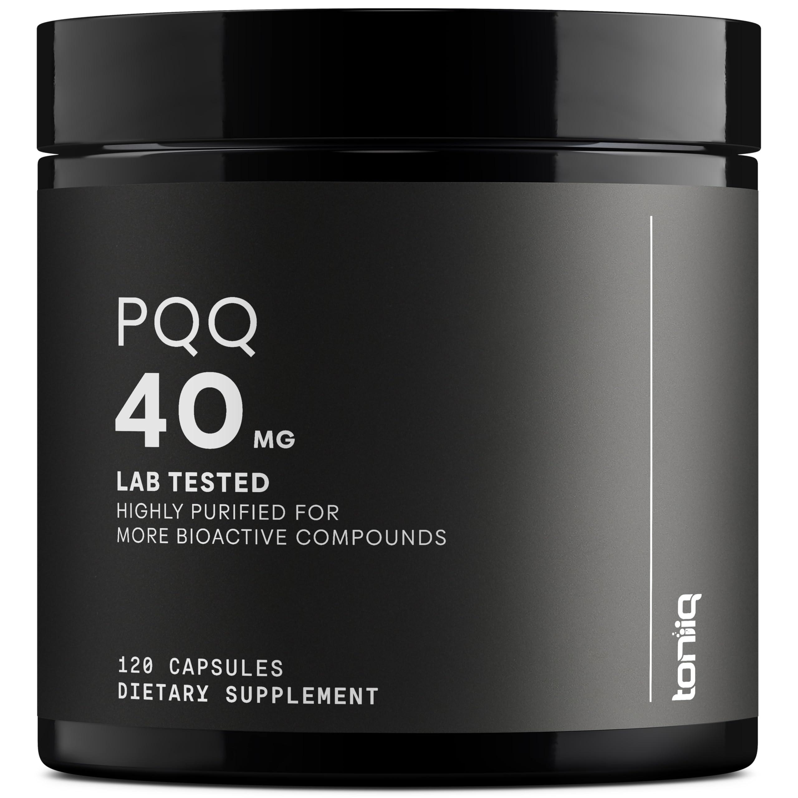 Toniiq Toniiq 99%+ 40mg Supplement - Ultra High Purity PQQ 40mg Concentrated Formula - PQQ 40 mg 120 Capsules - Pyrroloquinoline Quinone Supplement - 1 Capsule Serving - Vegetarian Capsules
