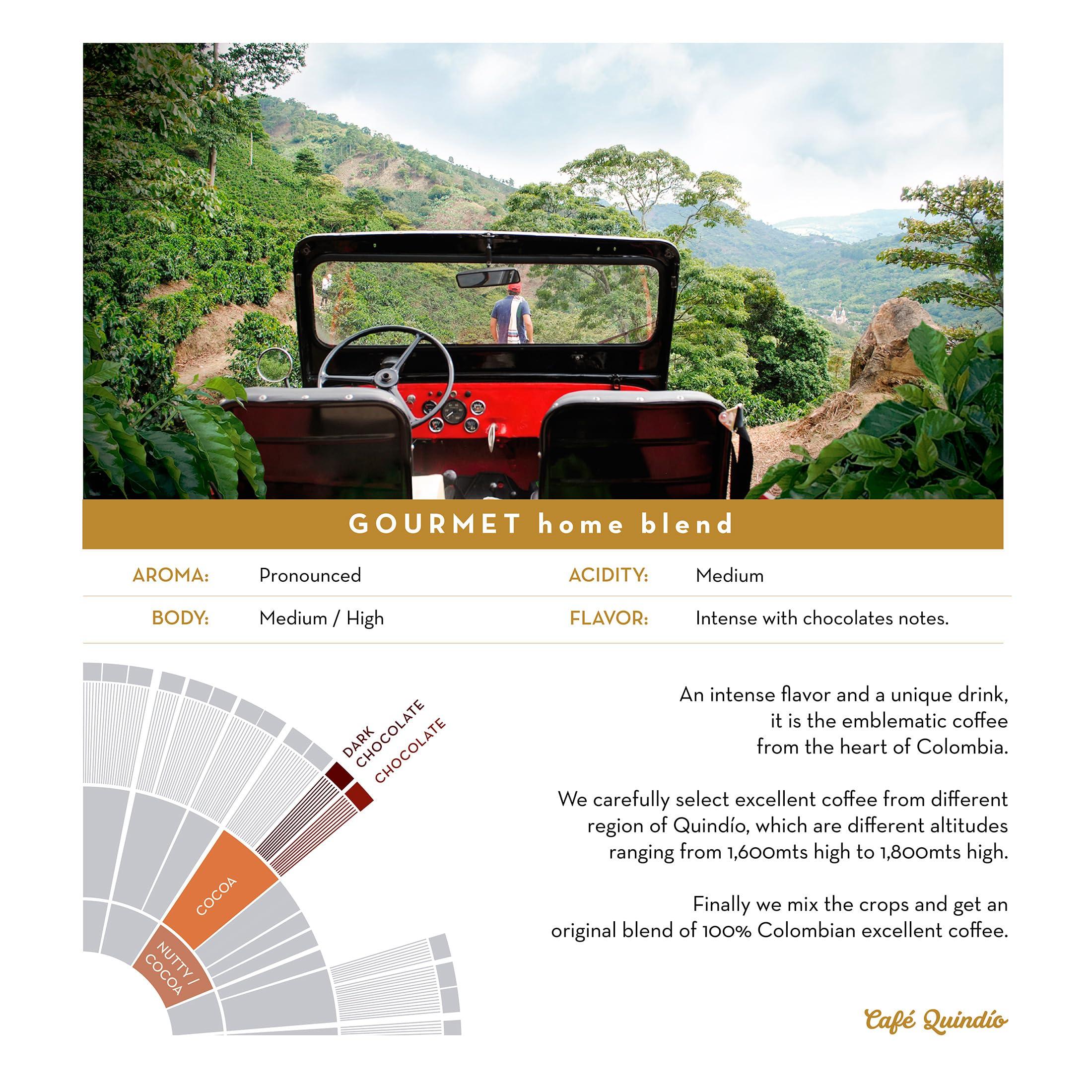 CAFE QUINDIO Cafe Quindio Gourmet Ground Coffee, 100% Colombian Excelso Coffee (16 oz / 454g)