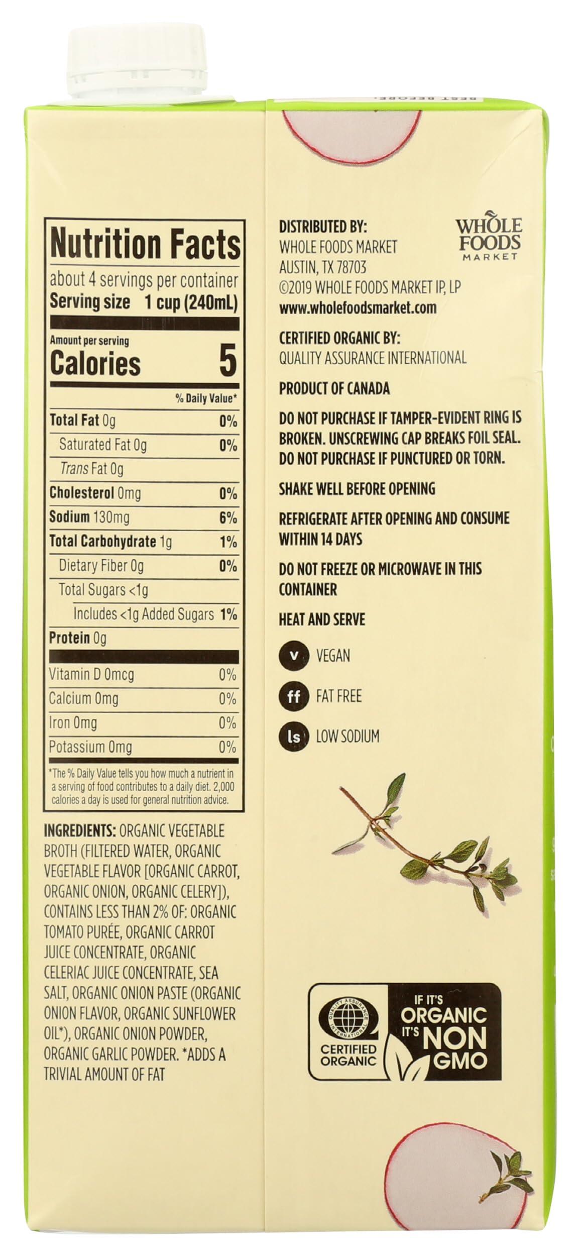 365 by Whole Foods Market 365 by Whole Foods Market, Organic Low Sodium Vegetable Broth, 32 Fl Oz